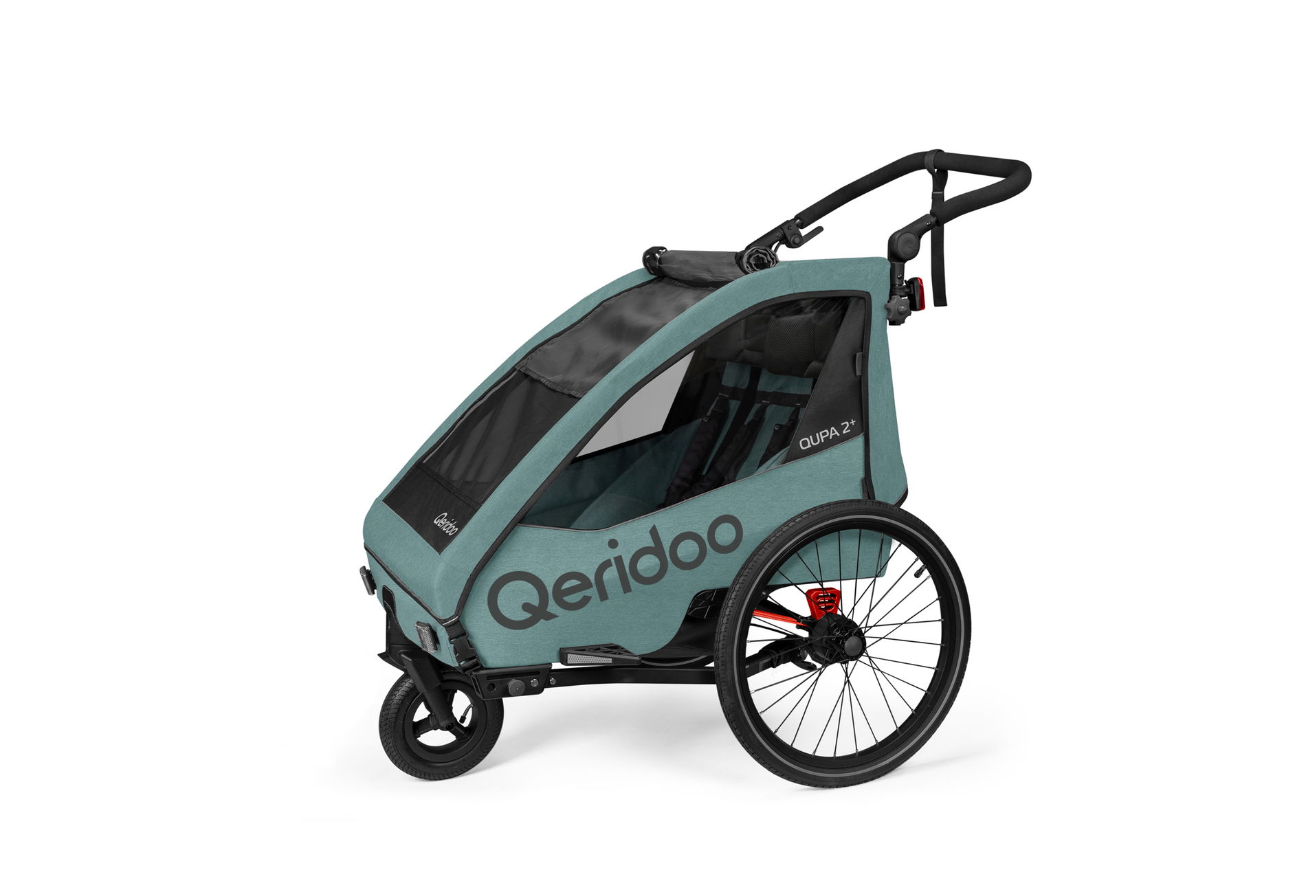 Qeridoo QUPA Plus 2 Fahrradanhänger Mineral Blue - Zweisitzer