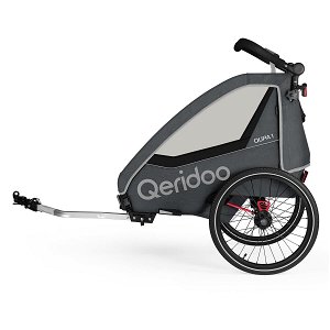 Qeridoo Qupa1 Grey Fahrradanhänger 360-Grad-Buggyrad und Deichsel 2023