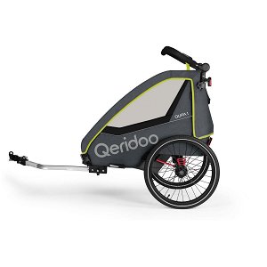 Qeridoo Qupa1 Lime Fahrradanhänger 360-Grad-Buggyrad und Deichsel