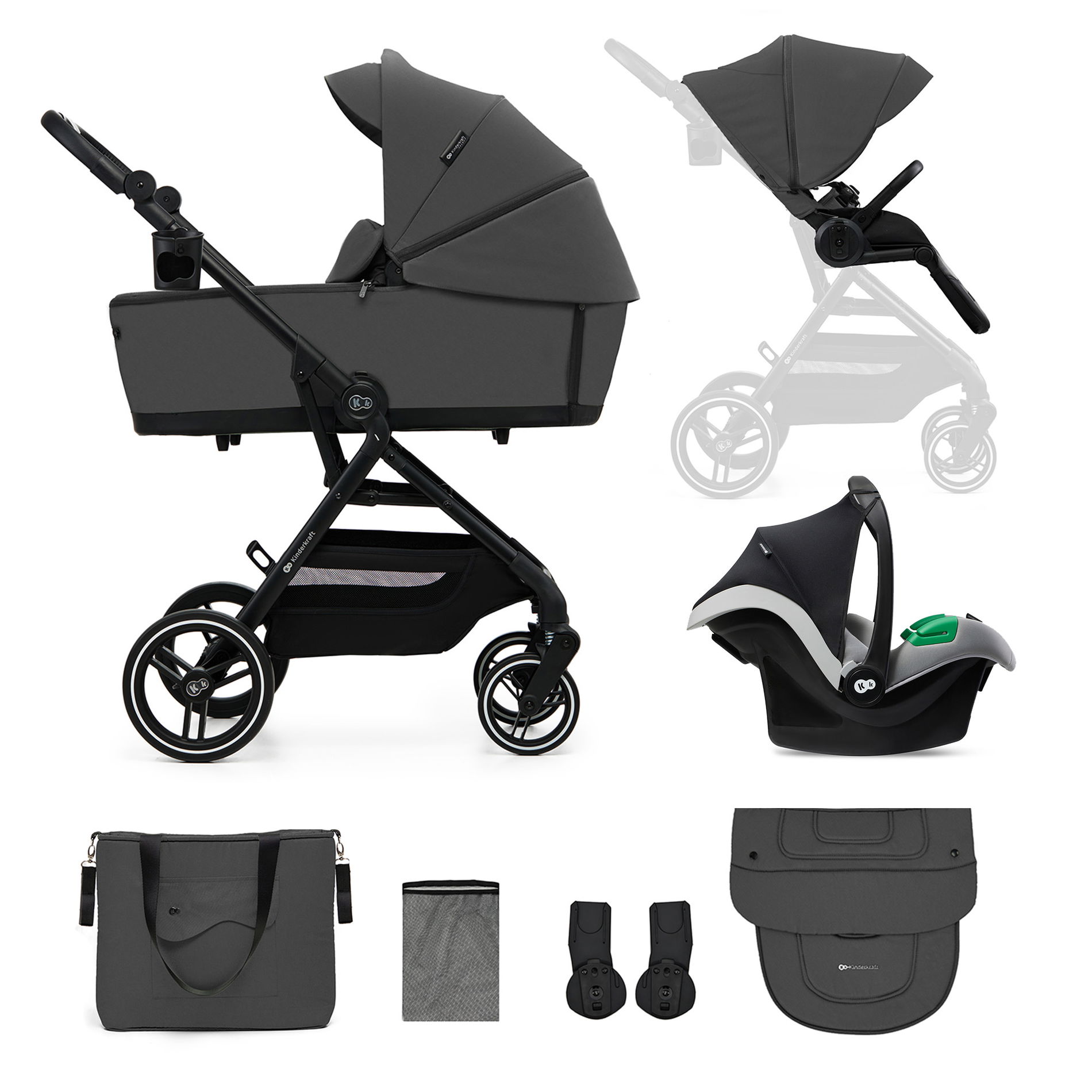 Kinderkraft YOXI 3in1 Kinderwagen Moonlight Grey