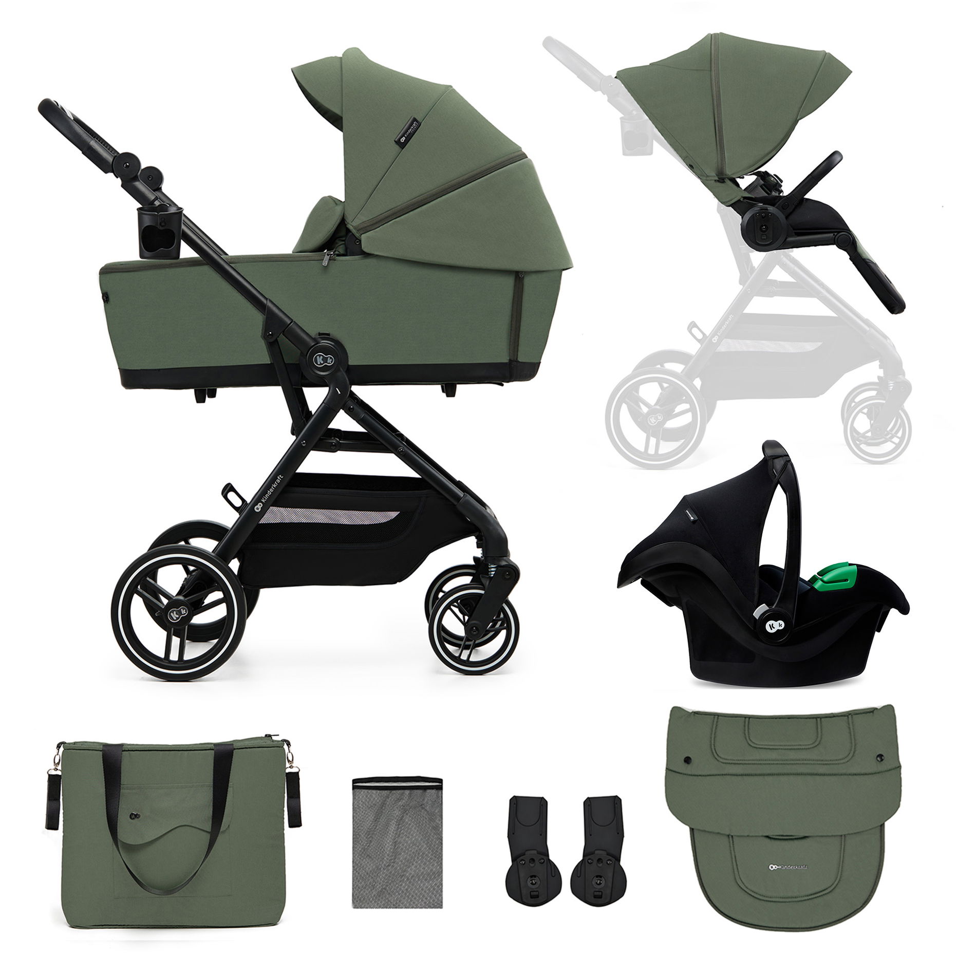 Kinderkraft YOXI 3in1 Kinderwagen Mystic Green