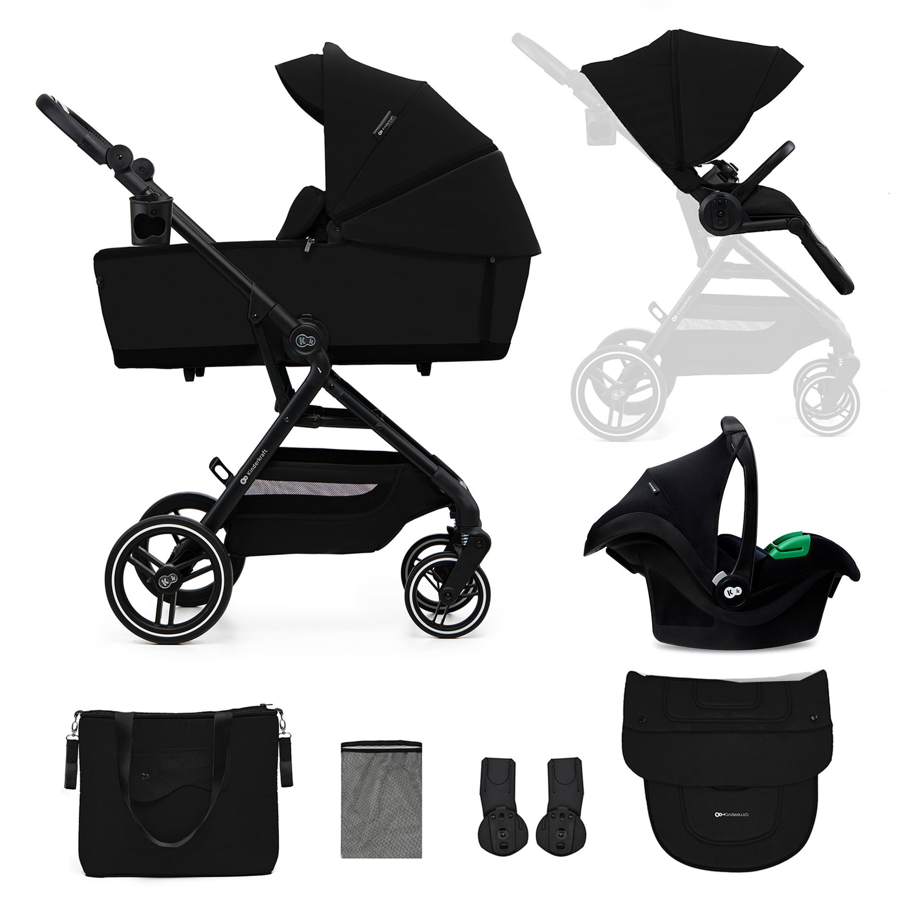Kinderkraft YOXI 3in1 Kinderwagen Pure Black