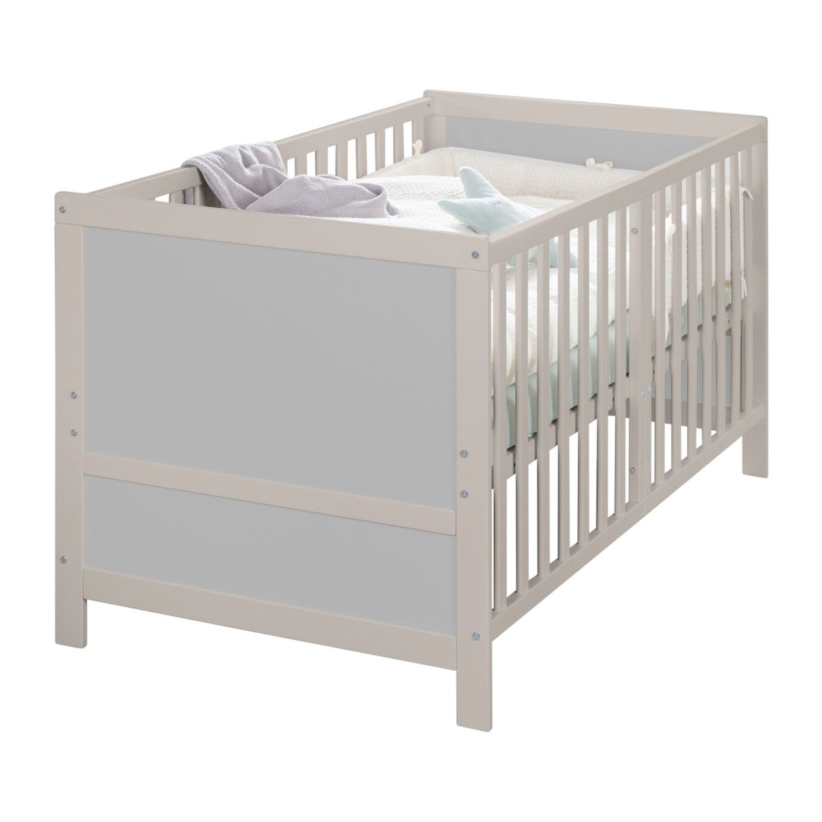 Roba Easy Sleep Kombi-Kinderbett 70x140cm, Natur / Grau