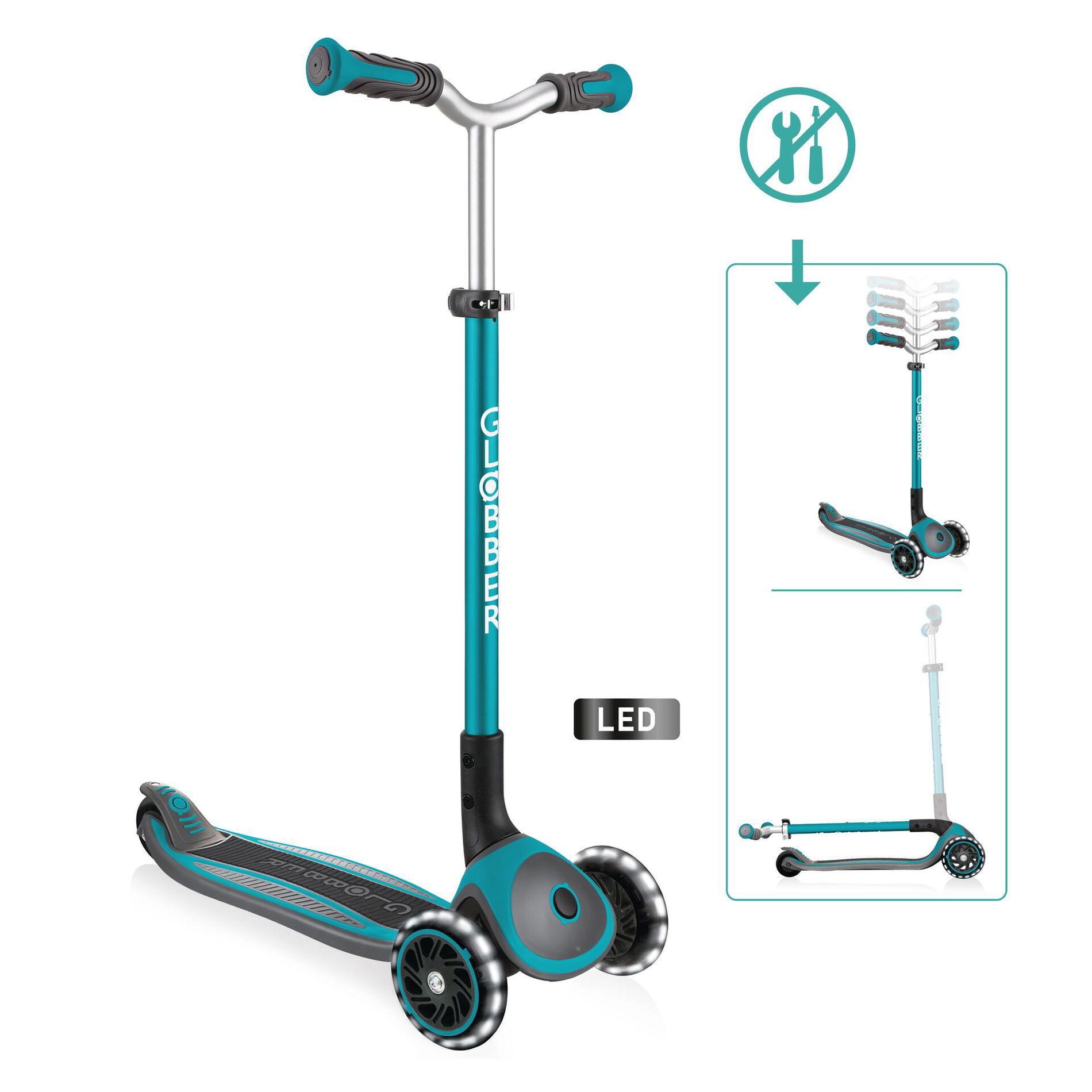 GLOBBER MASTER LIGHTS türkis, mit Leuchtrollen