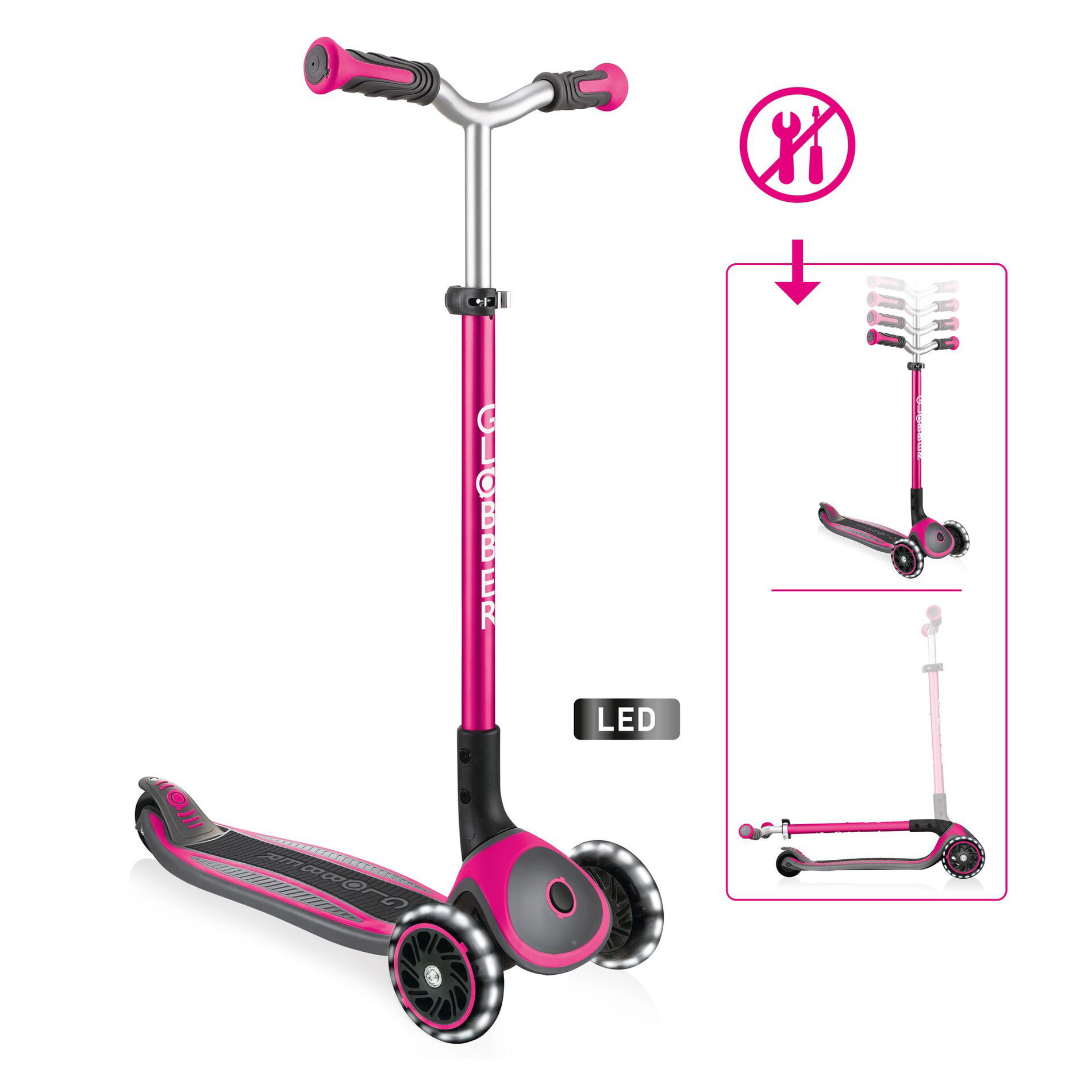 GLOBBER MASTER LIGHTS pink, mit Leuchtrollen