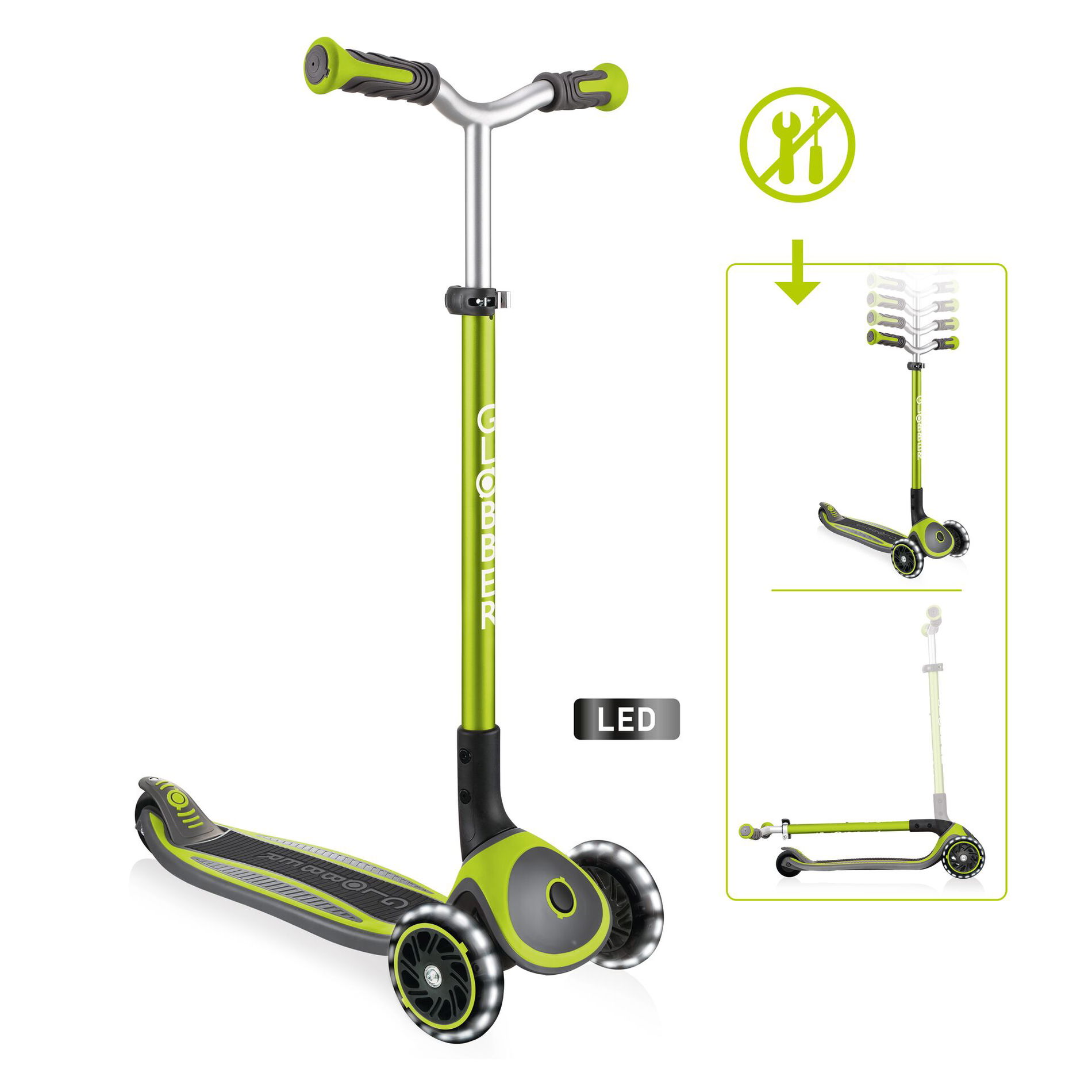 GLOBBER MASTER LIGHTS lime grün, mit Leuchtrollen