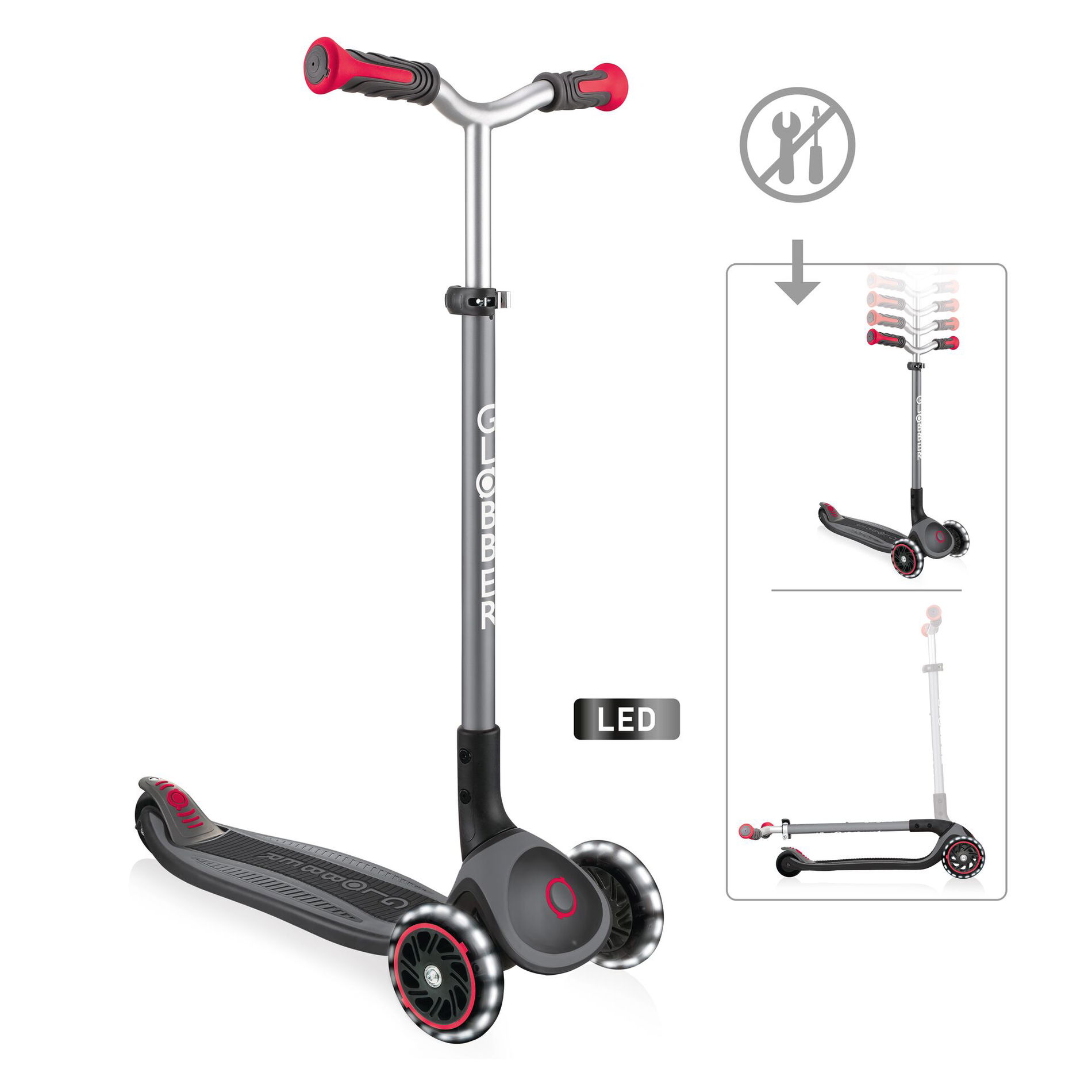 GLOBBER MASTER LIGHTS schwarz-rot, mit Leuchtrollen