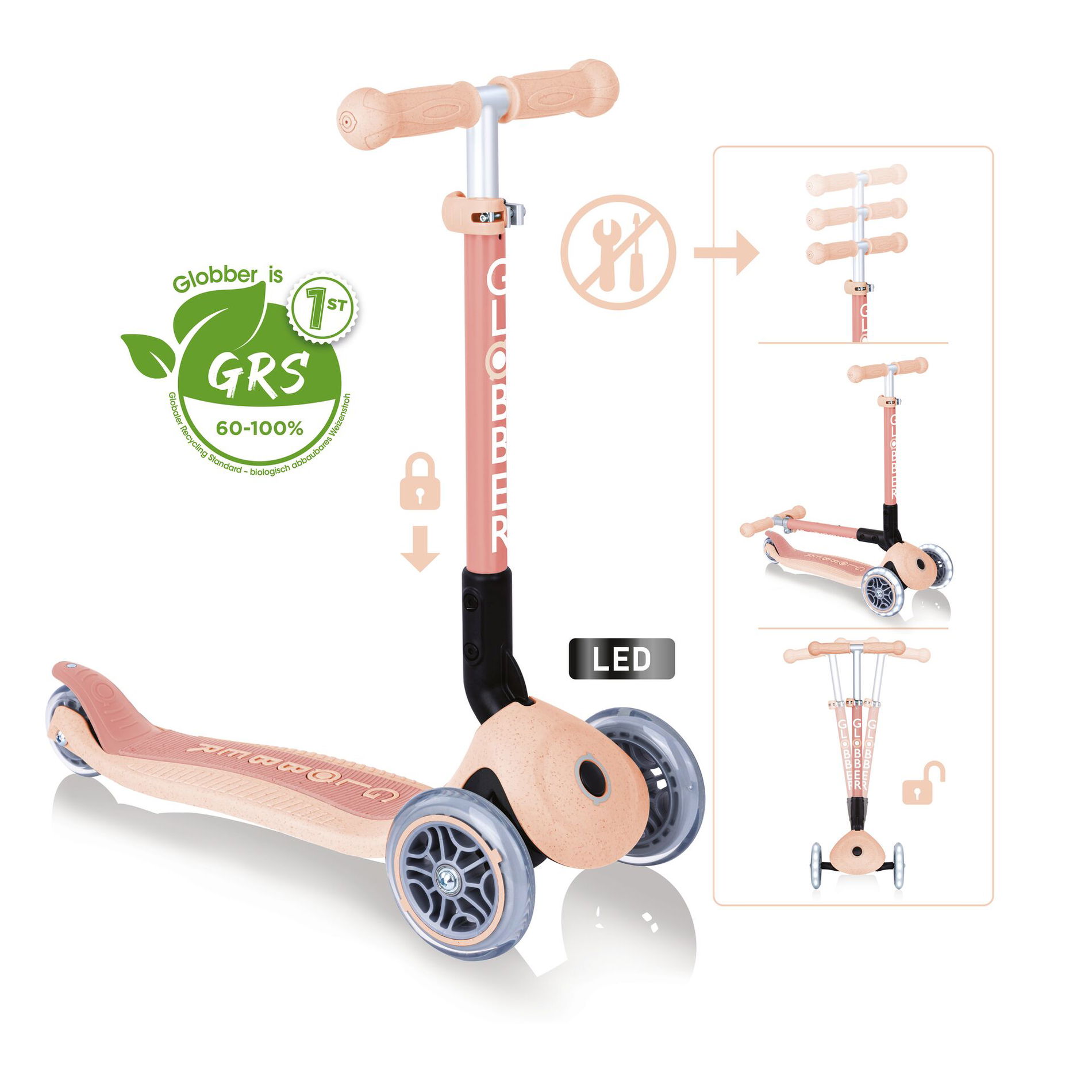 GLOBBER JUNIOR FOLDABLE LIGHTS ECO apricot