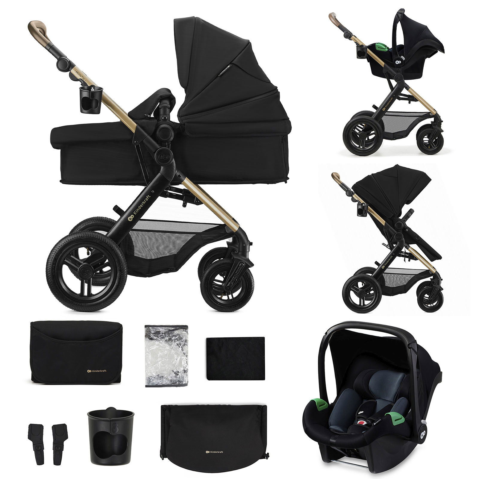 Kinderkraft MOOV 2 XL 3in1 Kinderwagen Pure Black