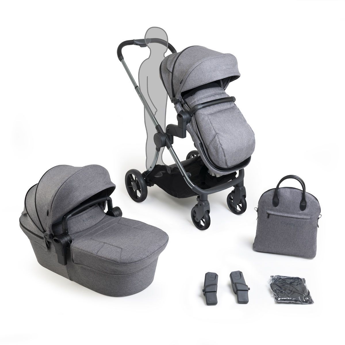 iCandy Lime Lifestyle Kinderwagen Charcoal Multi Bundle mit Zubehör