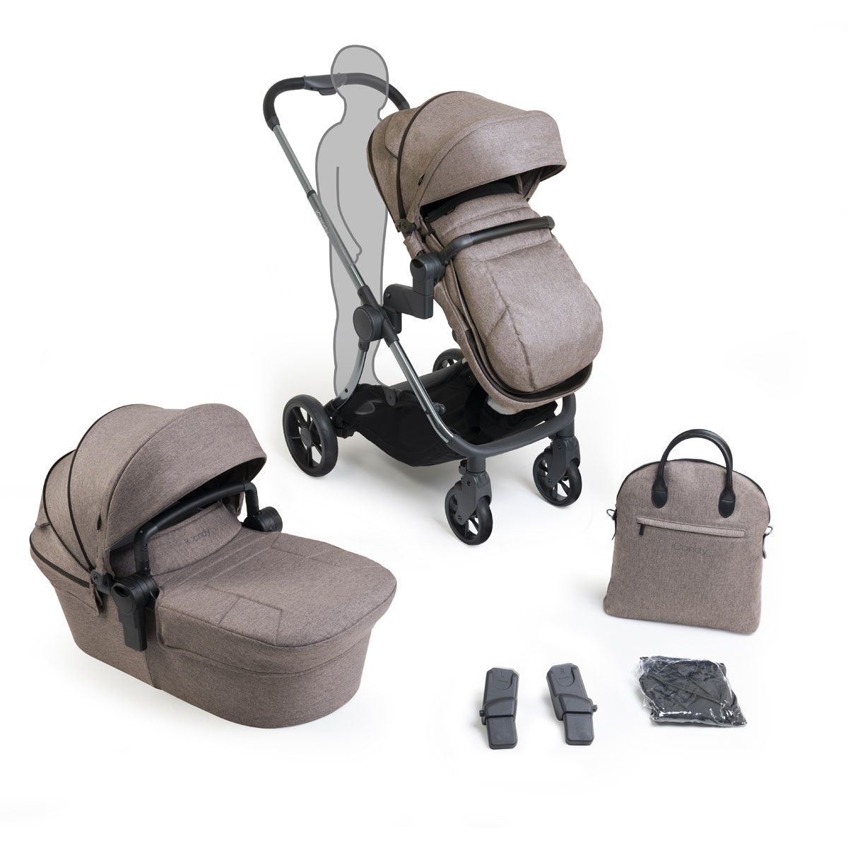 iCandy Lime Lifestyle Kinderwagen Taupe Multi Bundle mit Zubehör