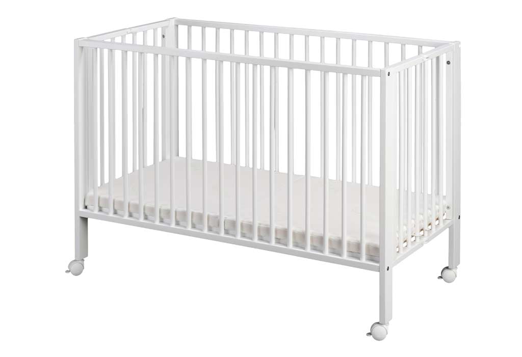 tiSsi Faltbett Jori aus massiv Buche weiß Liegefläche 60 x 120 cm inklusive Matratze