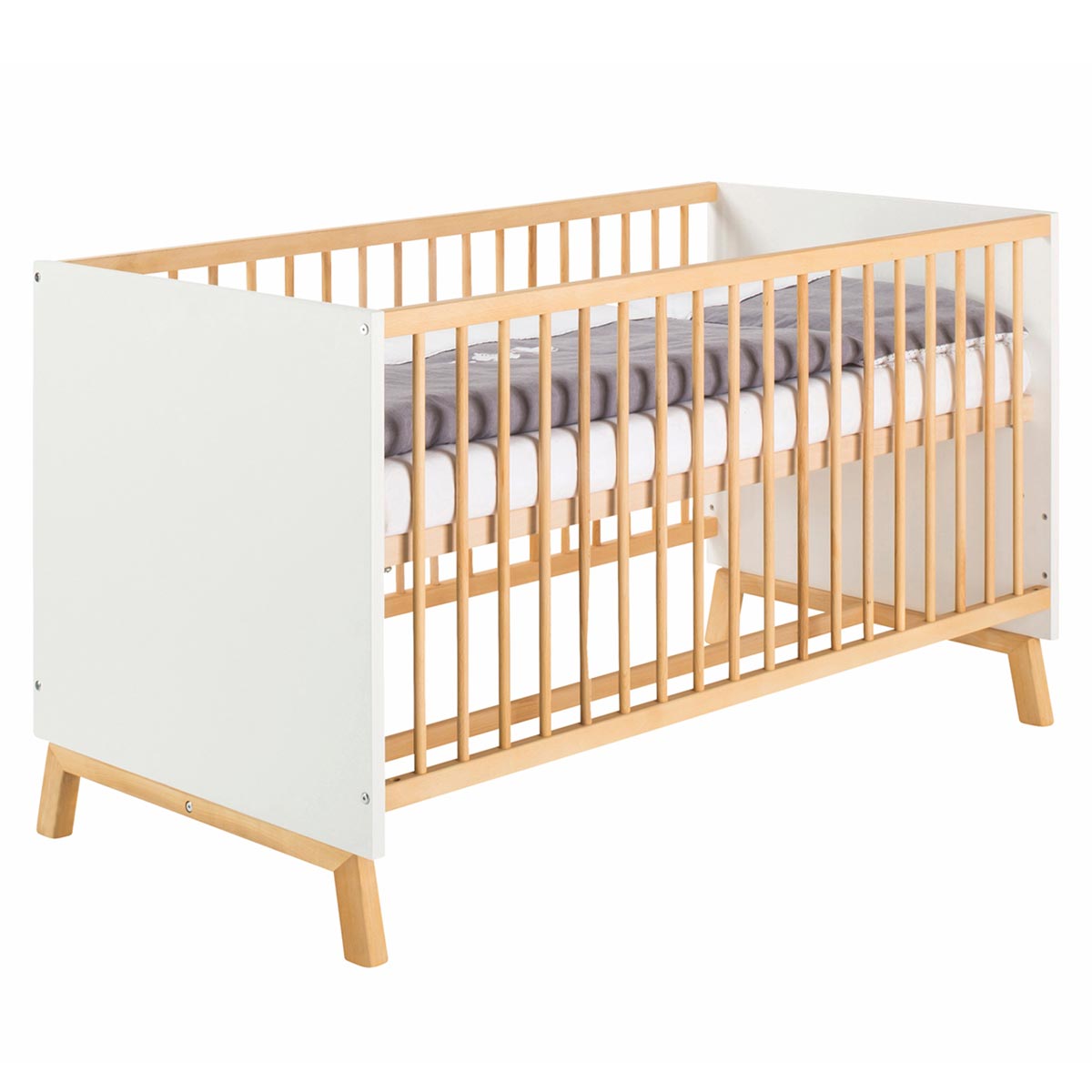 Schardt Venice Kinderbett 70x140 cm Dekor weiß / Massivholz Buche geölt