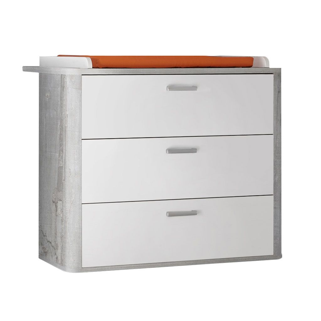 Mäusbacher Frieda Wickelkommode vintage wood grey weiß inkl. Wickelansatz