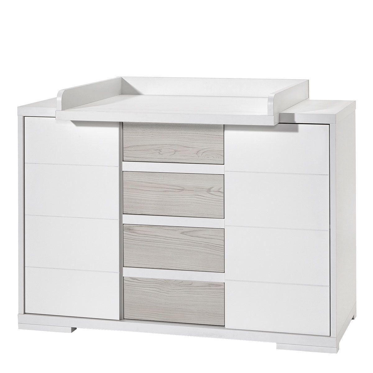 Schardt Maxx Boathouse Wickelkommode Weiß/Fleetw. 2 Türen, 4 Schubkästen - mit Wickelaufsatz