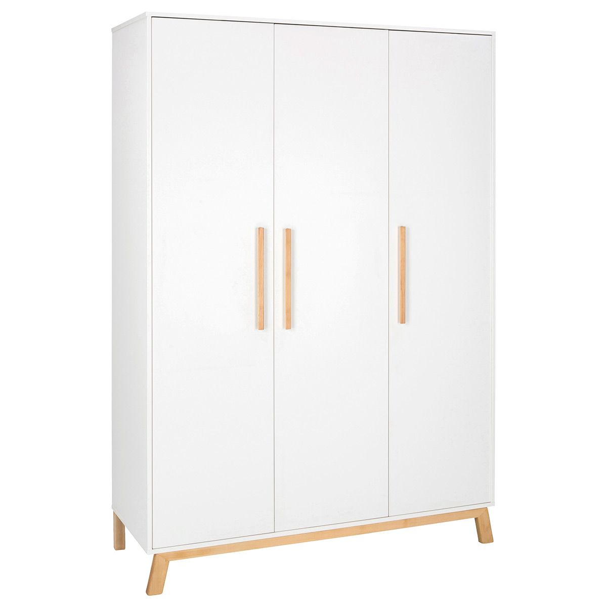 Schardt Venice Kleiderschrank 3T Dekor weiß / Massivholz Buche geölt