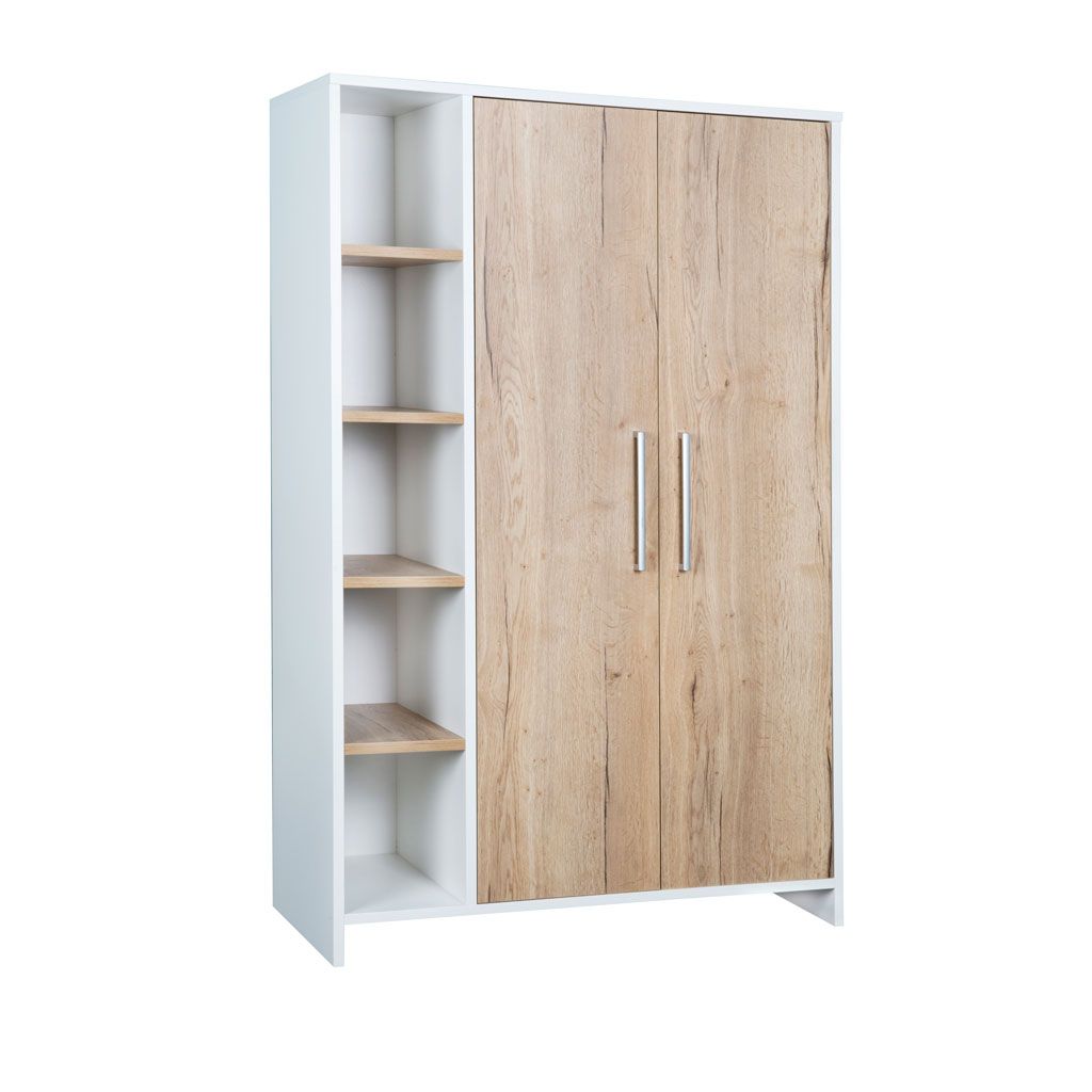 Schardt Eco Plus Kleiderschrank 2 Türen + Regal  weiß/Halifax Eiche