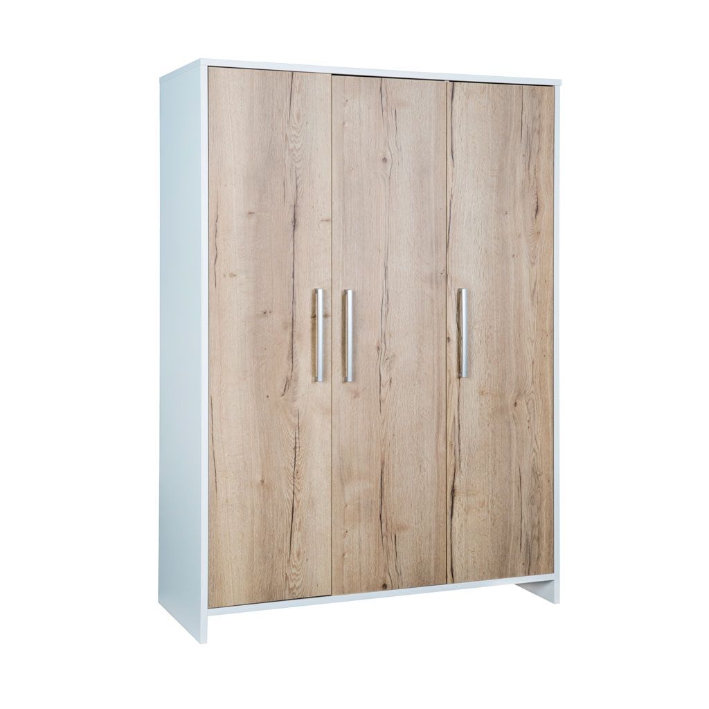 Schardt Eco Plus Kleiderschrank 3 Türen weiß/Halifax Eiche