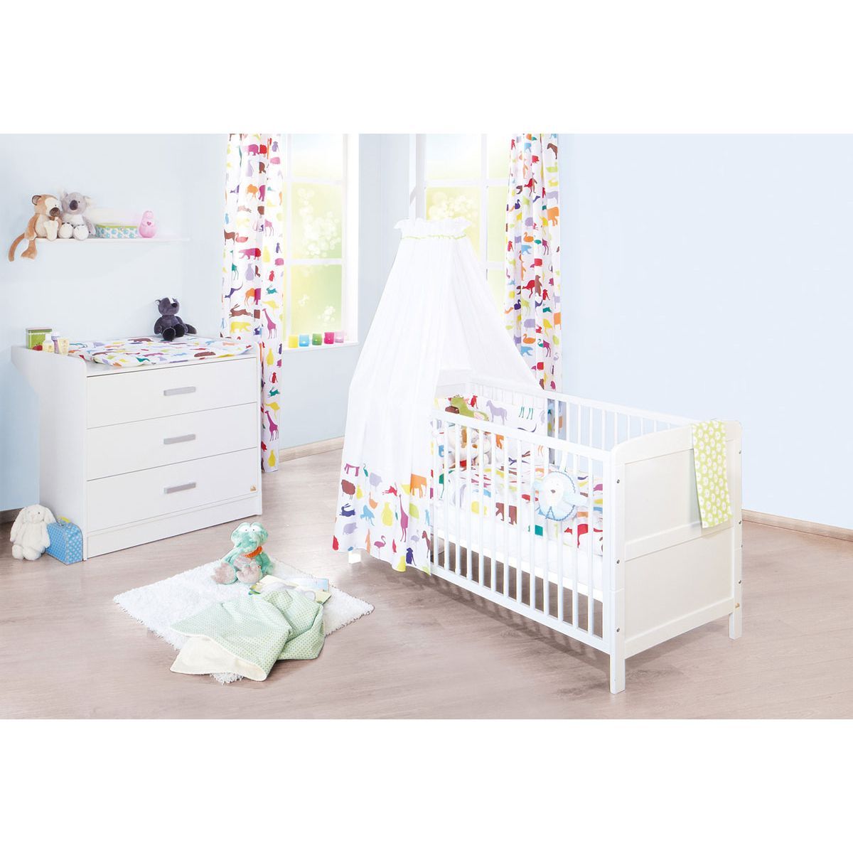 Pinolino Viktoria Babyzimmer-Set 2-tlg. breit, weiß, 1x Kinderbett, 1x Wickelkommode