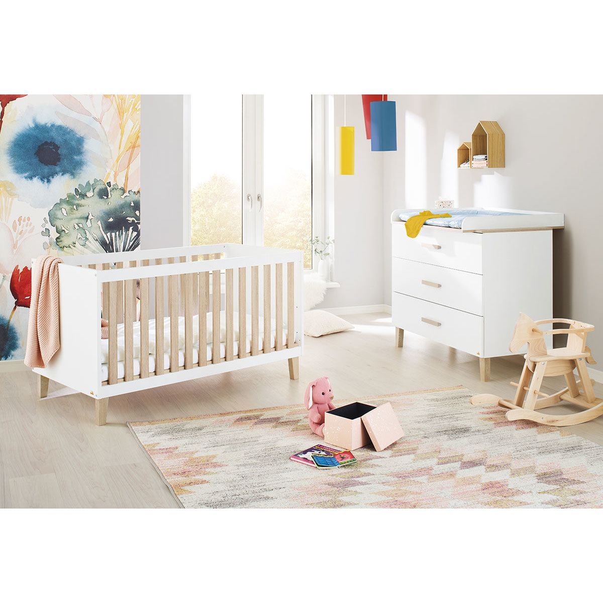 Pinolino Lumi Sparset breit - 2-teilig Kinderbett & Wickelkommode