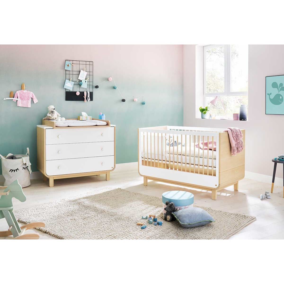 Pinolino Round Sparset breit Wickelkommode &amp; Kinderbett