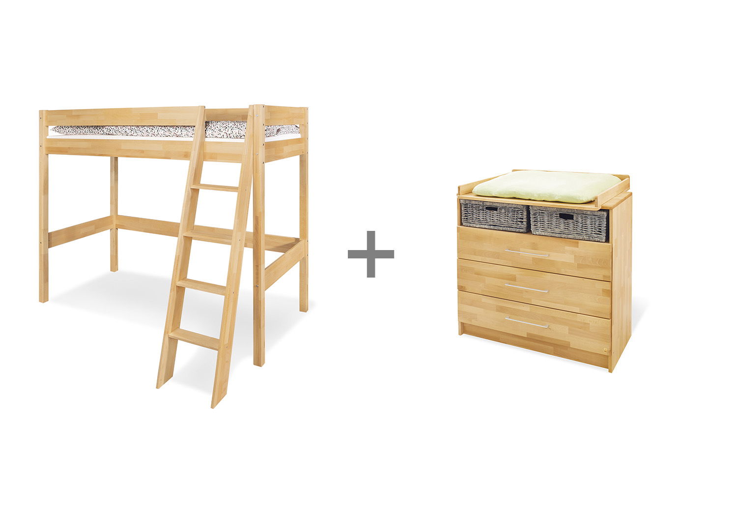 Pinolino Natura Jugendzimmer breit mit Hochbett 2 Teile