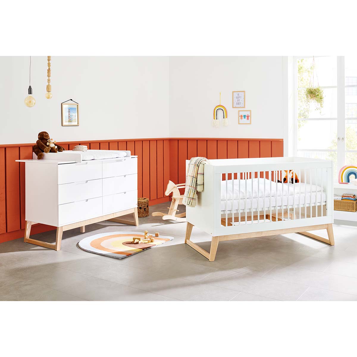 Pinolino Bridge Sparset extrabreit Kinderbett & Wickelkommode