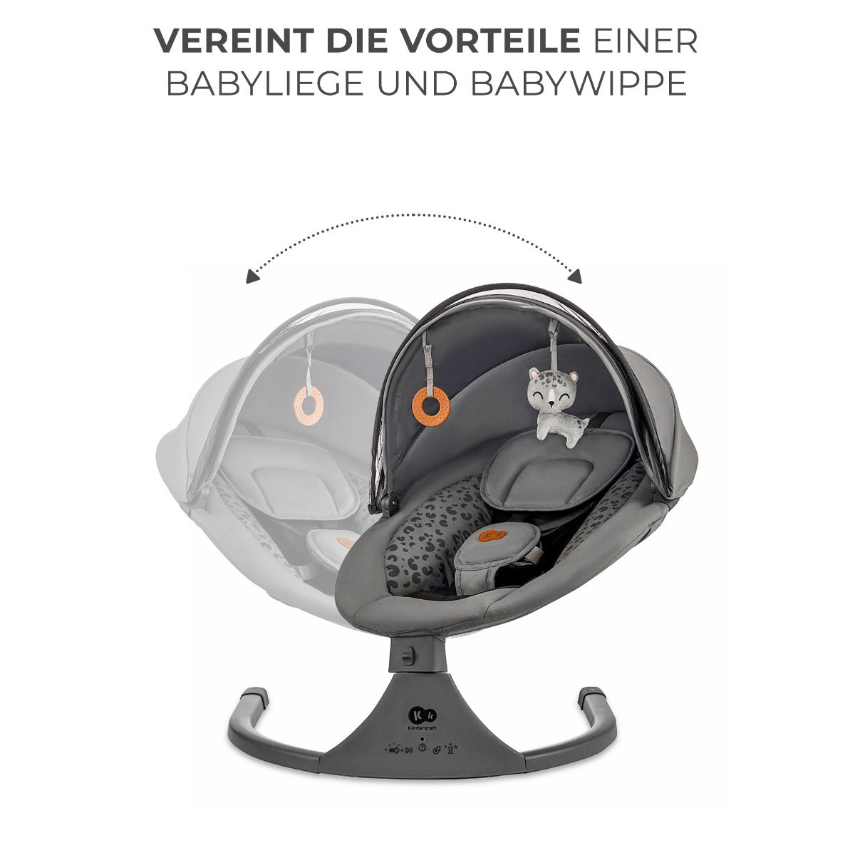 Kinderkraft Elektrische 2in1 Babywippe/Babyliege LUMI 2 dark grey