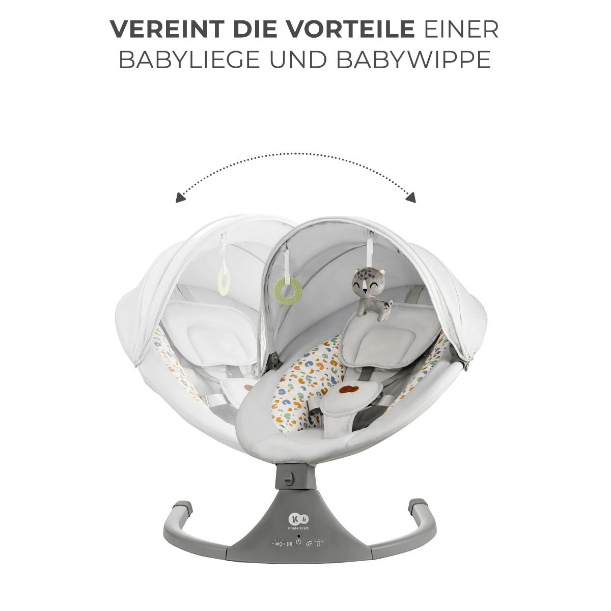 Kinderkraft Elektrische 2in1 Babywippe/Babyliege LUMI 2 light grey