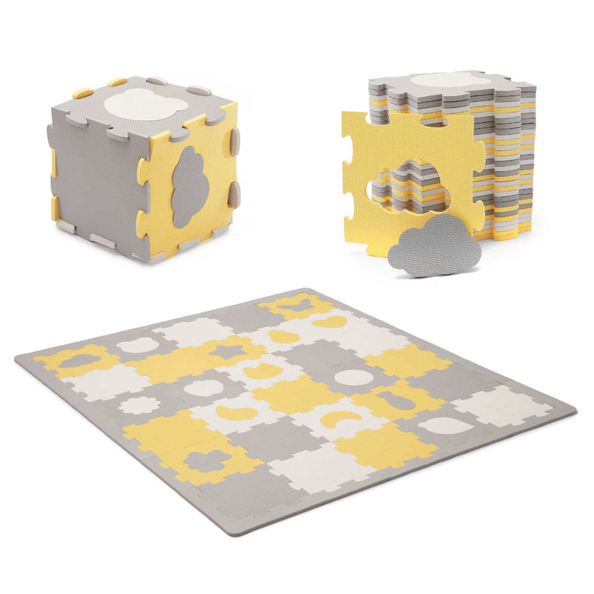 Kinderkraft 3D-Puzzle-Schaumstoffmatte LUNO SHAPES yellow
