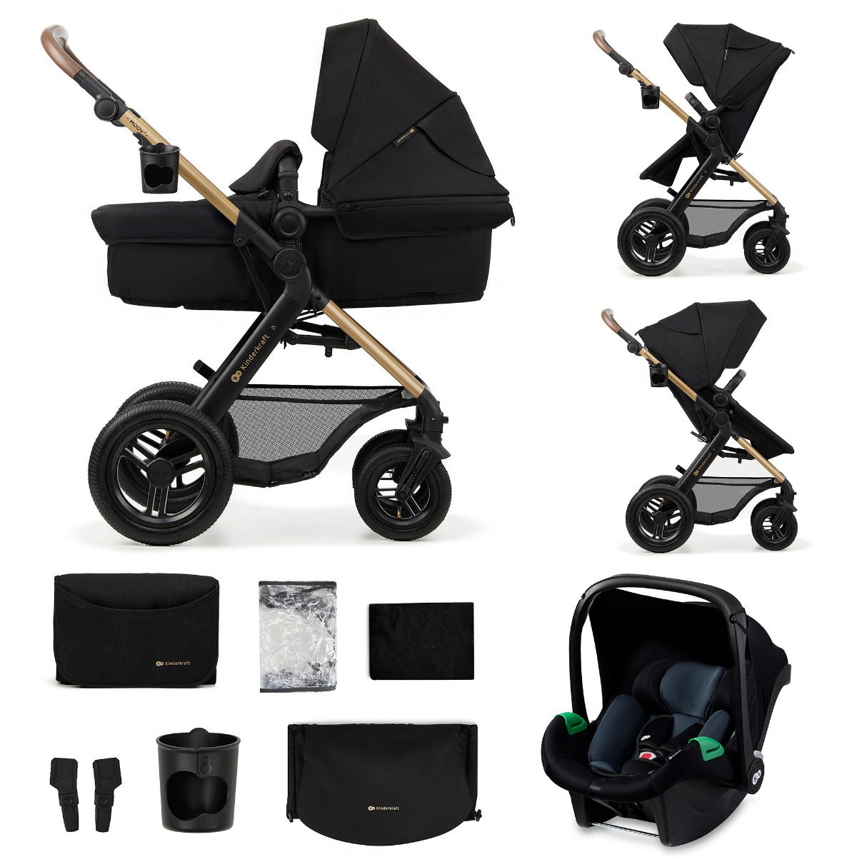 Kinderkraft Kinderwagen 3in1 MOOV 2 AIR Pure Black
