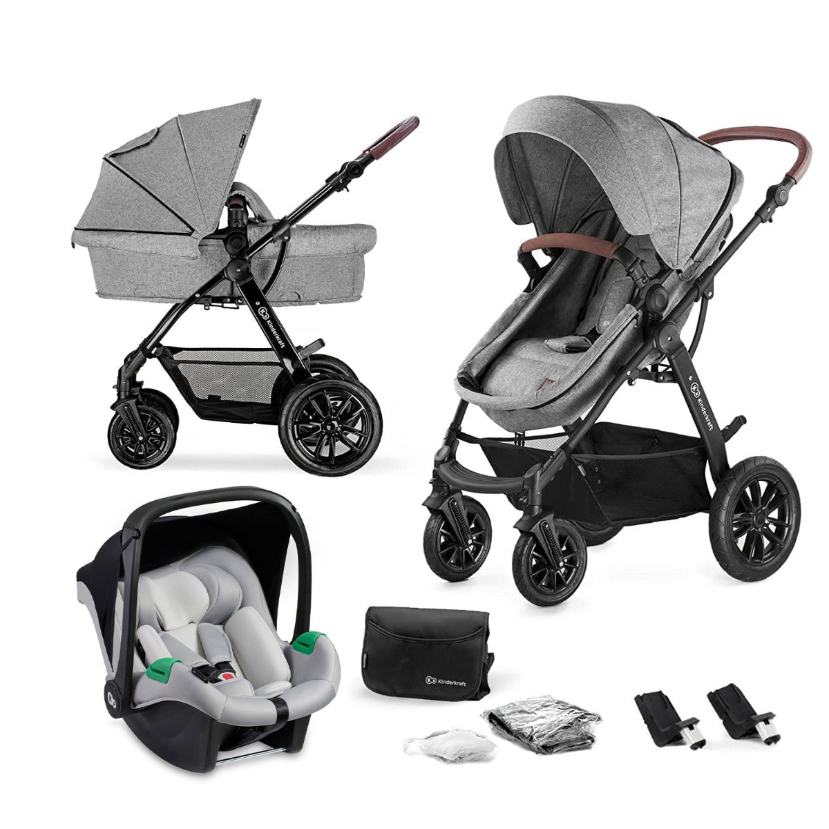 Kinderkraft Kinderwagen 3in1 MOOV Mink Pro grey melange