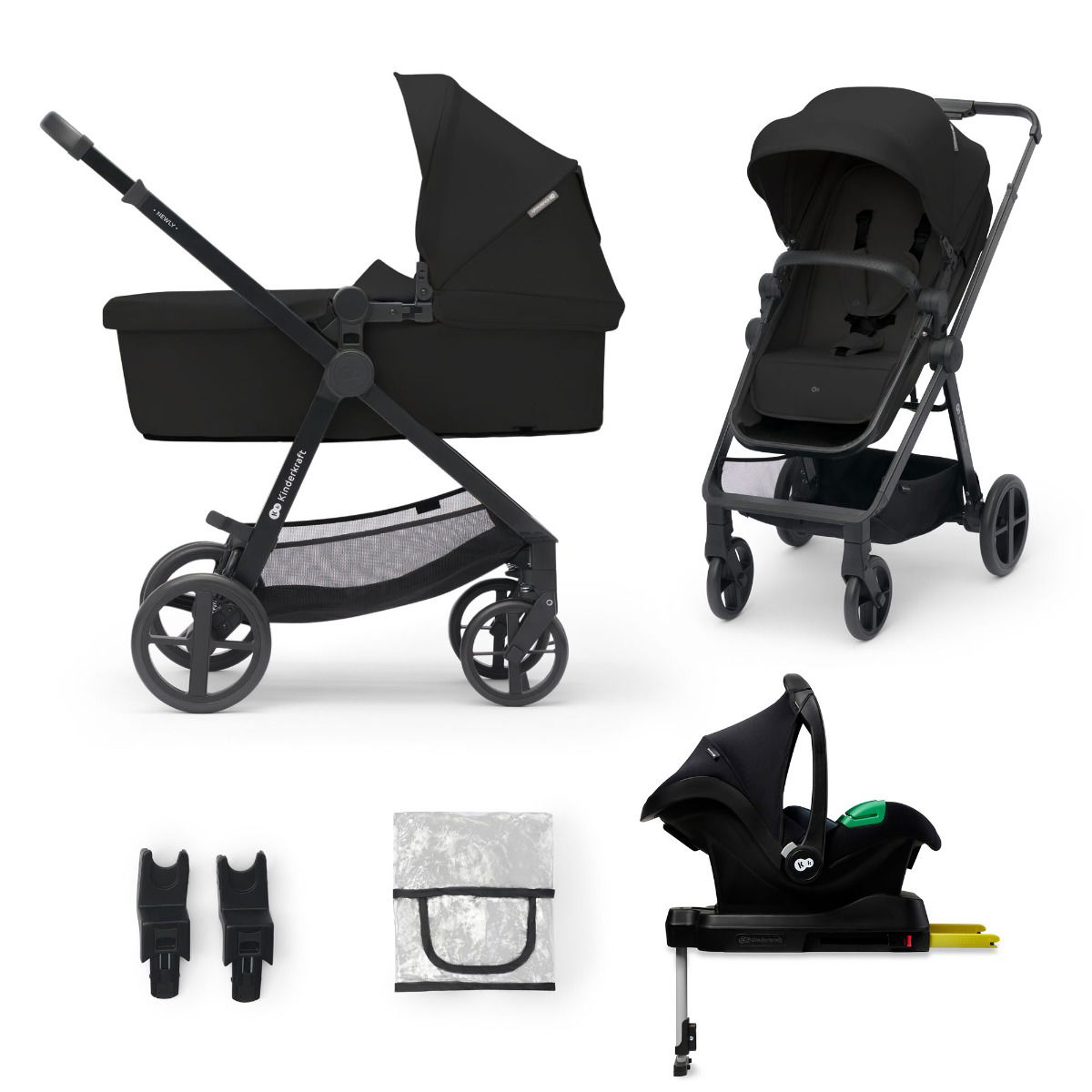 Kinderkraft Kinderwagen 4in1 NEWLY Mink Pro classic black + base