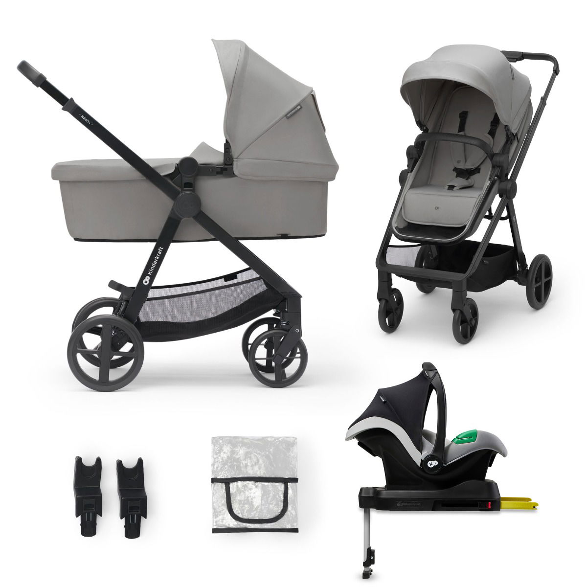 Kinderkraft Kinderwagen 4in1 NEWLY Mink Pro moonlight grey + base