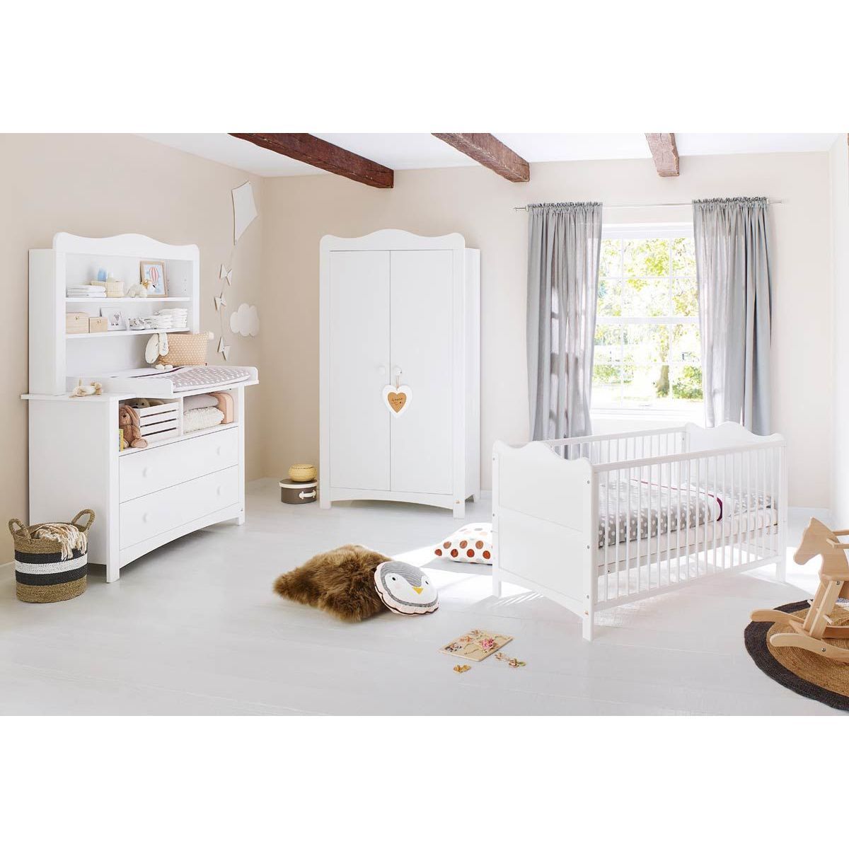 Pinolino Florentina Kinderzimmer extrabreit inkl. Regalaufsatz, 3 Teile