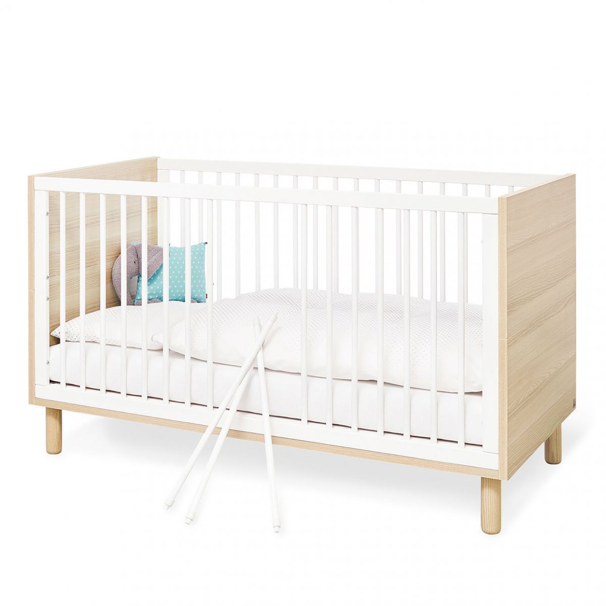 Pinolino Flow Kinderbett 70x140 cm Esche Dekor/Weiß