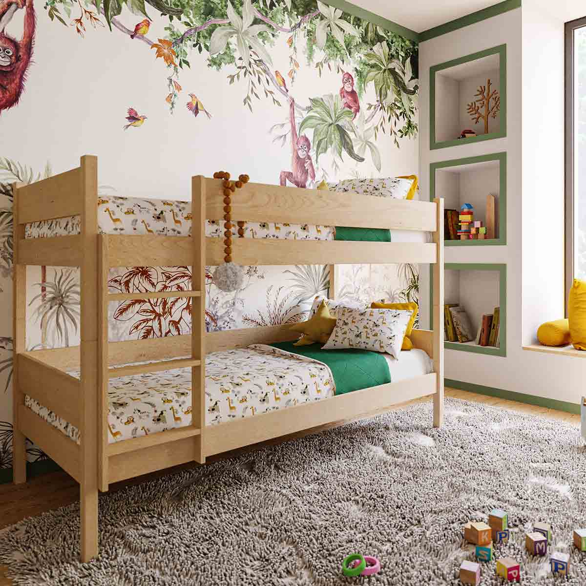 Nature Kid Emma Etagenbett natur 90 x 200 cm umbaubar in 2 Einzelbetten