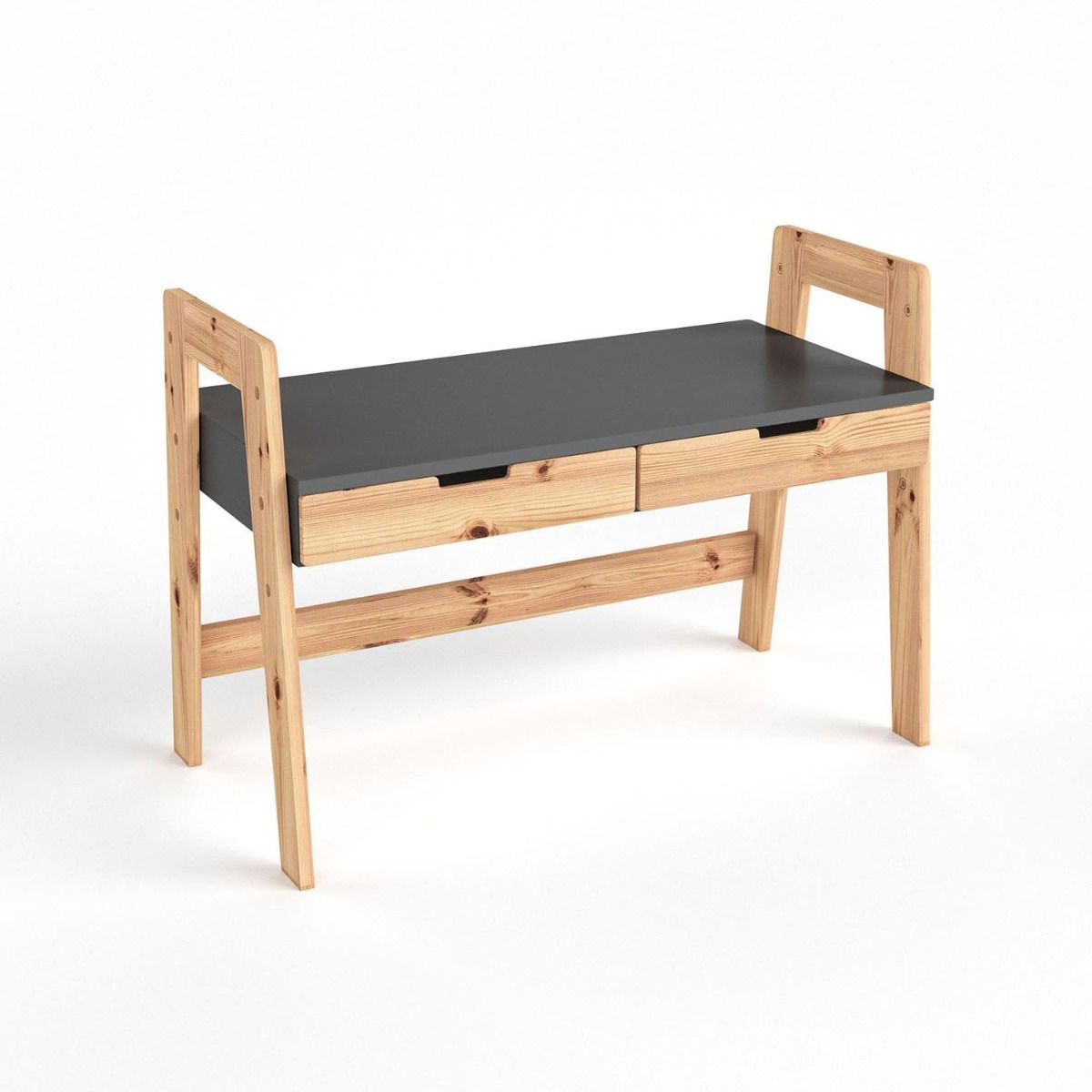 Nature Kid Cory Schreibtisch anthrazit/natur höhenverstellbar, aus Kiefer und MDF