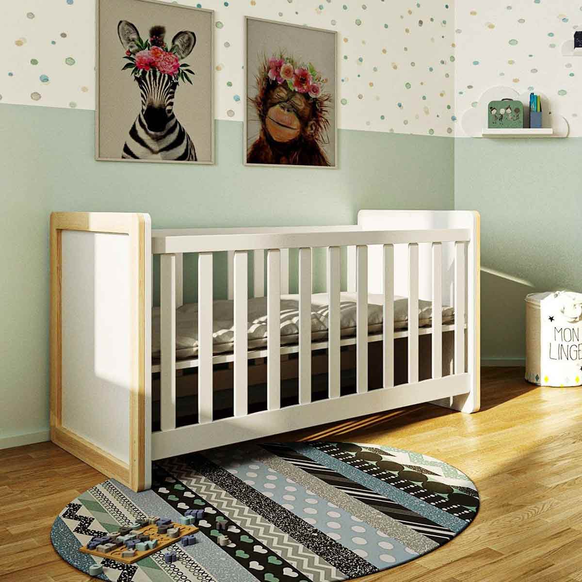 Nature Kid Laslo Babybett weiß/natur 70 x 140 cm