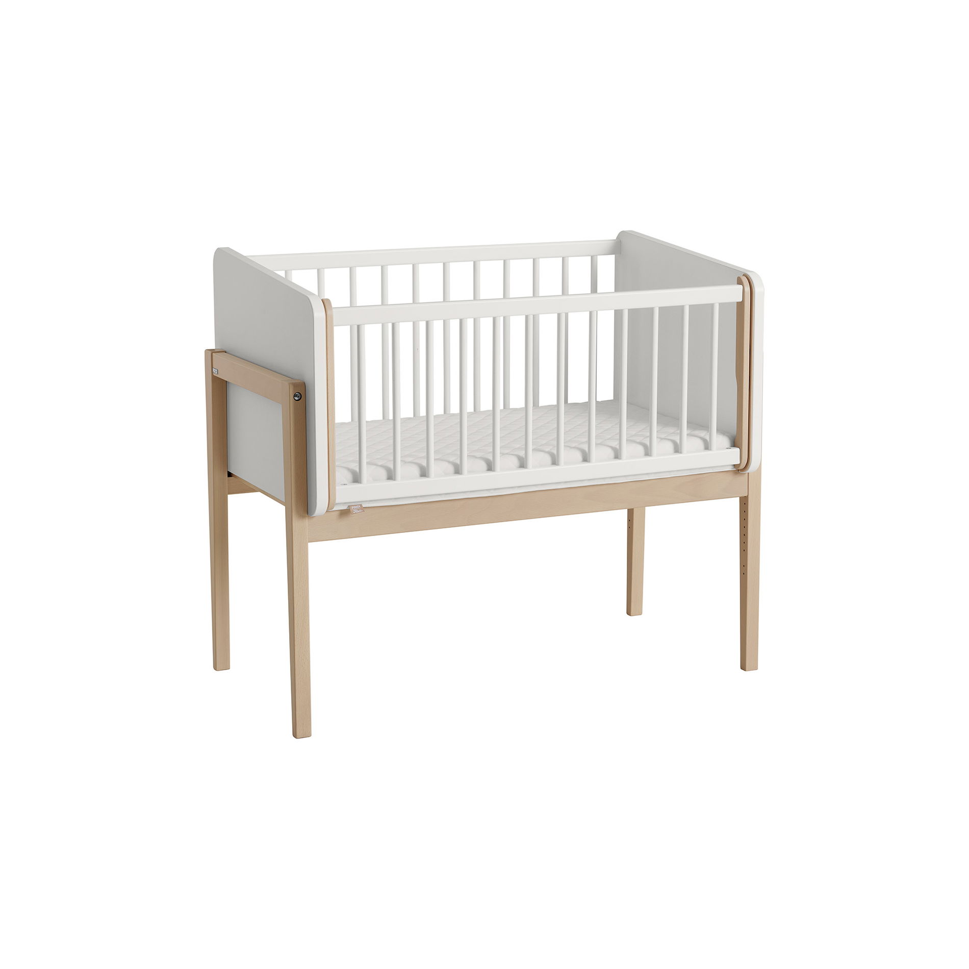 Paidi LITTLE CLOUD Anstellbett Gestell Buche massiv Natur lackiert, Gitterseiten und Seitenteile Kreideweiß