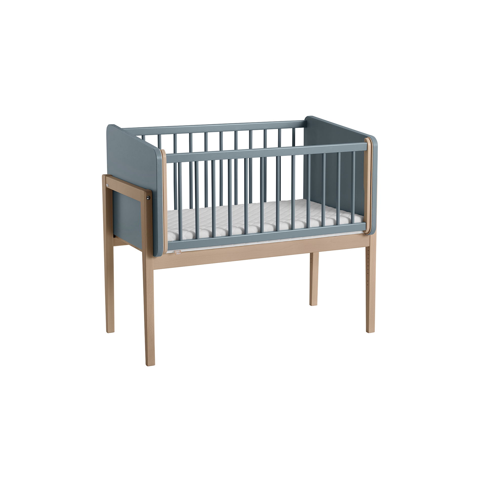 Paidi LITTLE CLOUD Anstellbett Gestell Buche massiv Natur lackiert, Gitterseiten und Seitenteile Mattblau