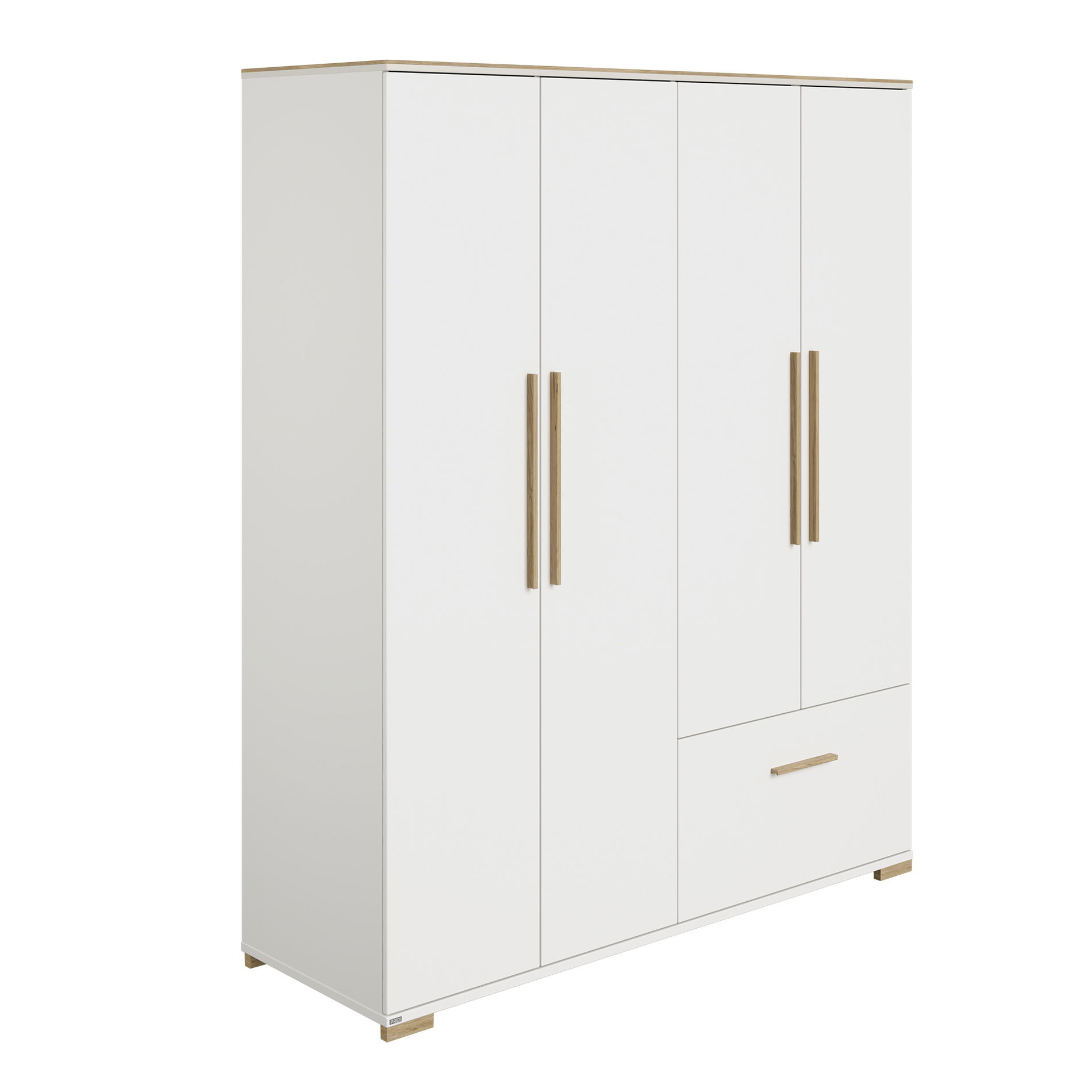 Paidi ENIE Kleiderschrank 4 Türen 1 Schublade Off-White Eiche Montana Dekor