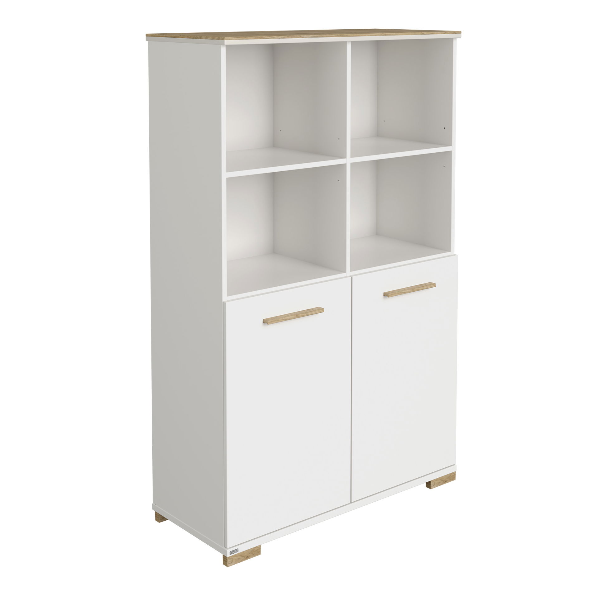 Paidi ENIE Standregal 2 Türen unten 4 offene Fächer Off-White Eiche-Montana Dekor
