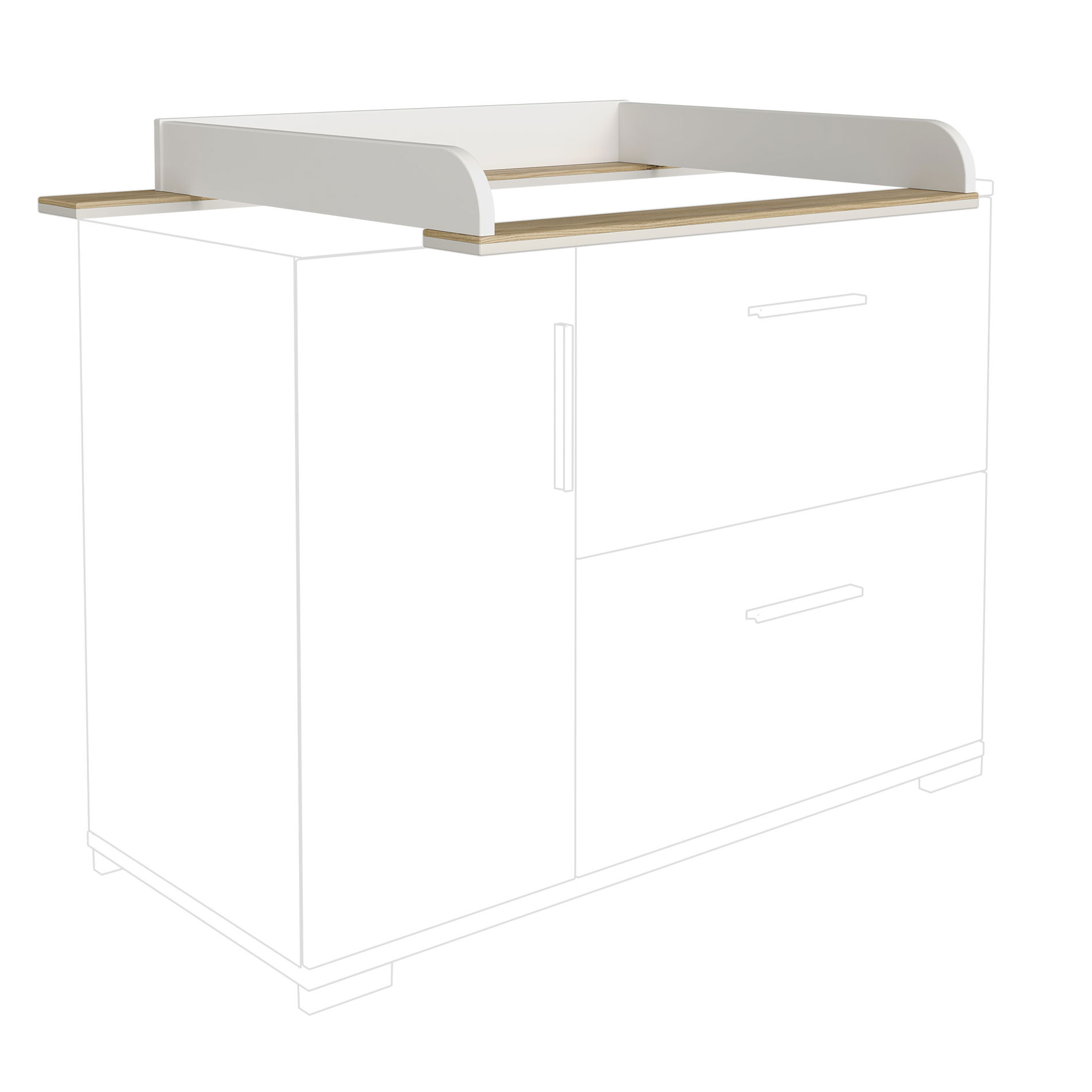 Paidi ENIE Wickelaufsatz für Kommoden 172 521 6 und 172 511 6 Off-White Eiche Montana Dekor