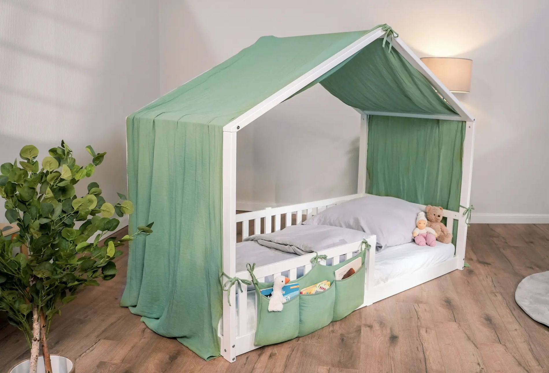 tiSsi® Baldachin Musselin für Hausbetten 90x200 cm grün