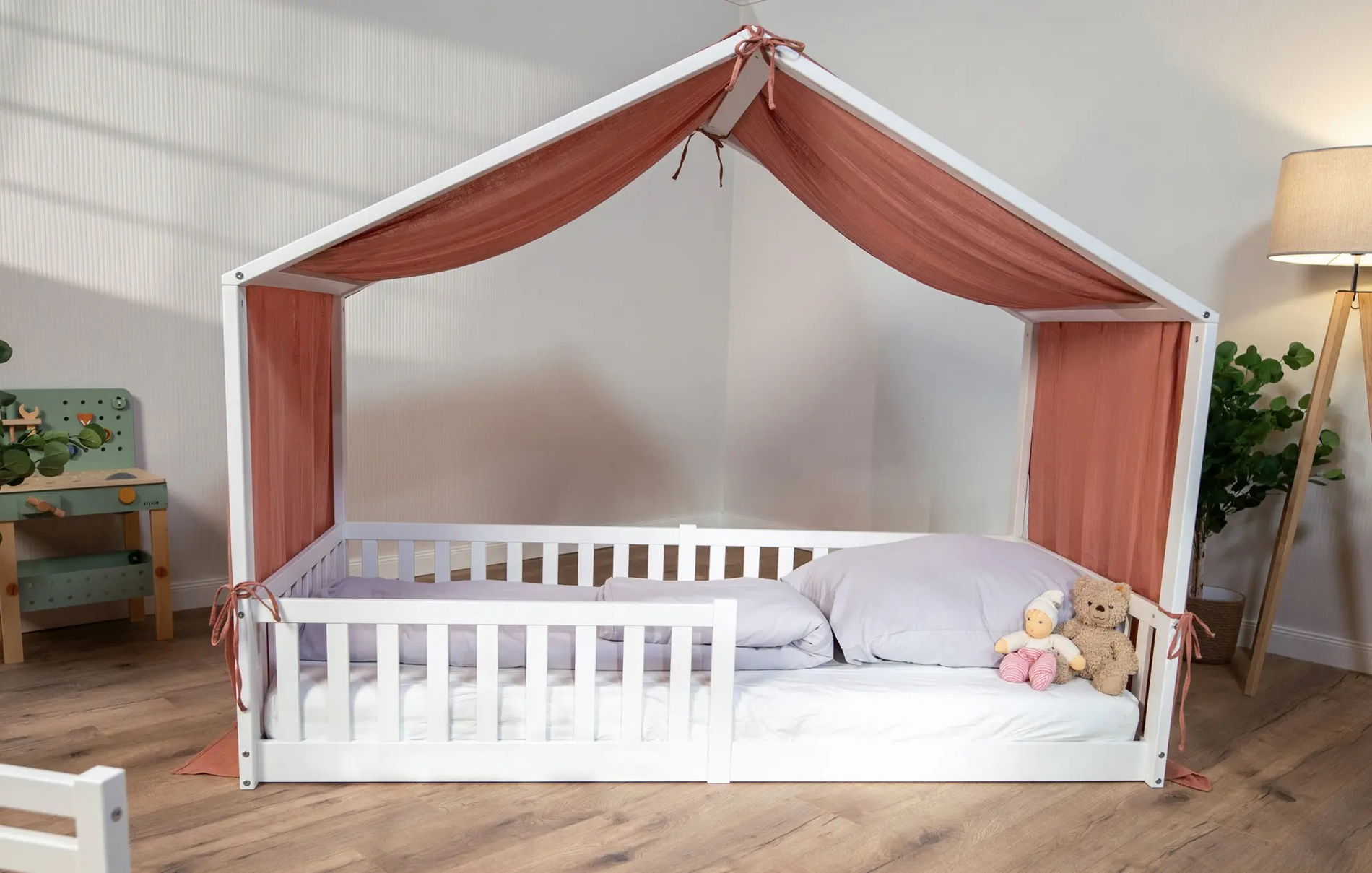 tiSsi® Baldachin Musselin für Hausbetten 120-140x200 cm Mokka