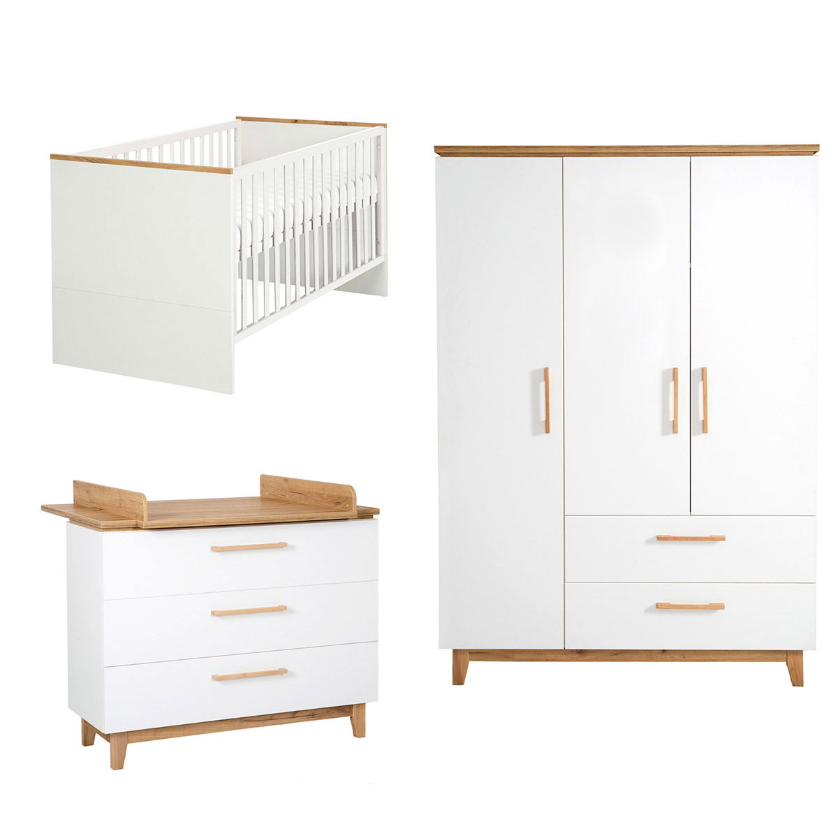 roba Carina Kinderzimmer 3T weiß Bett, Wickelkommode, Schrank