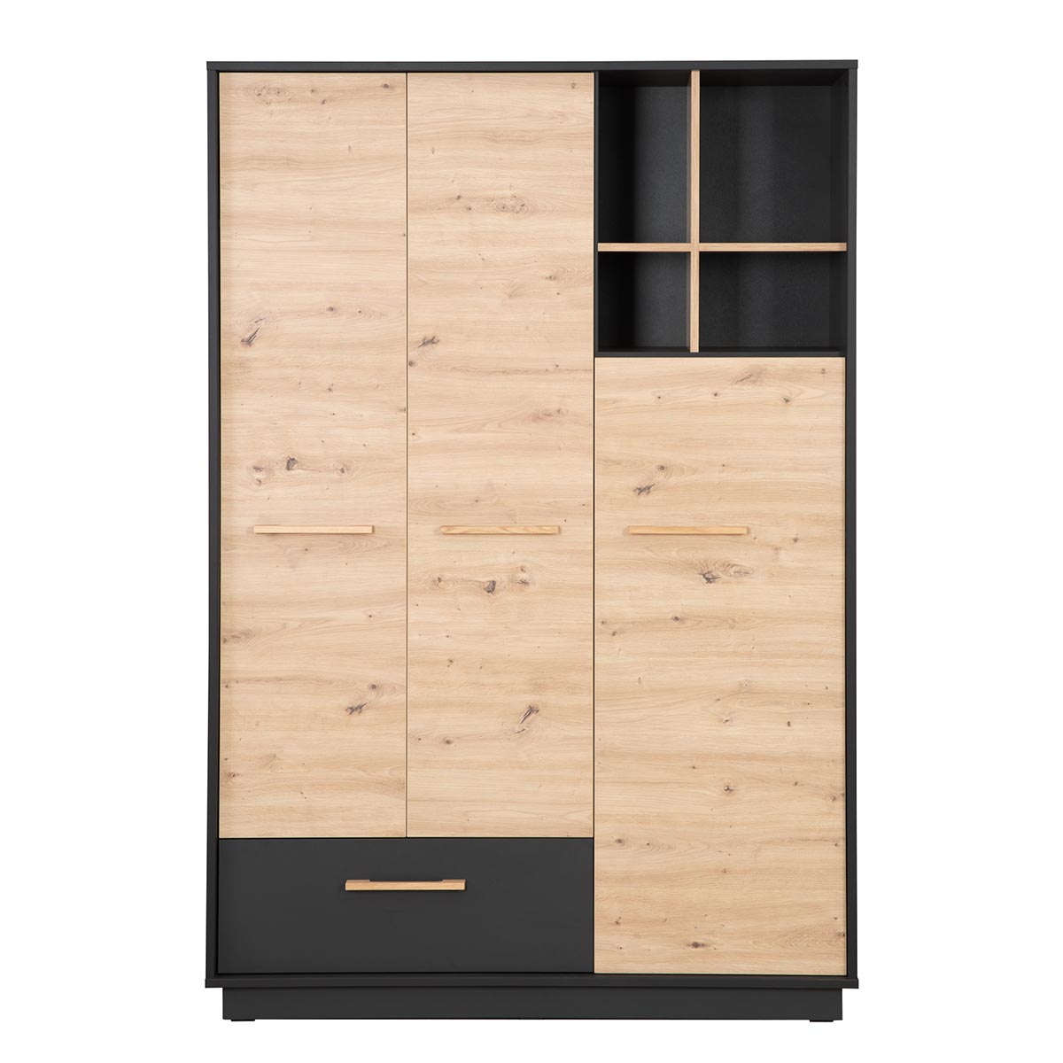roba Lenn Kleiderschrank 3T anthrazit/natur