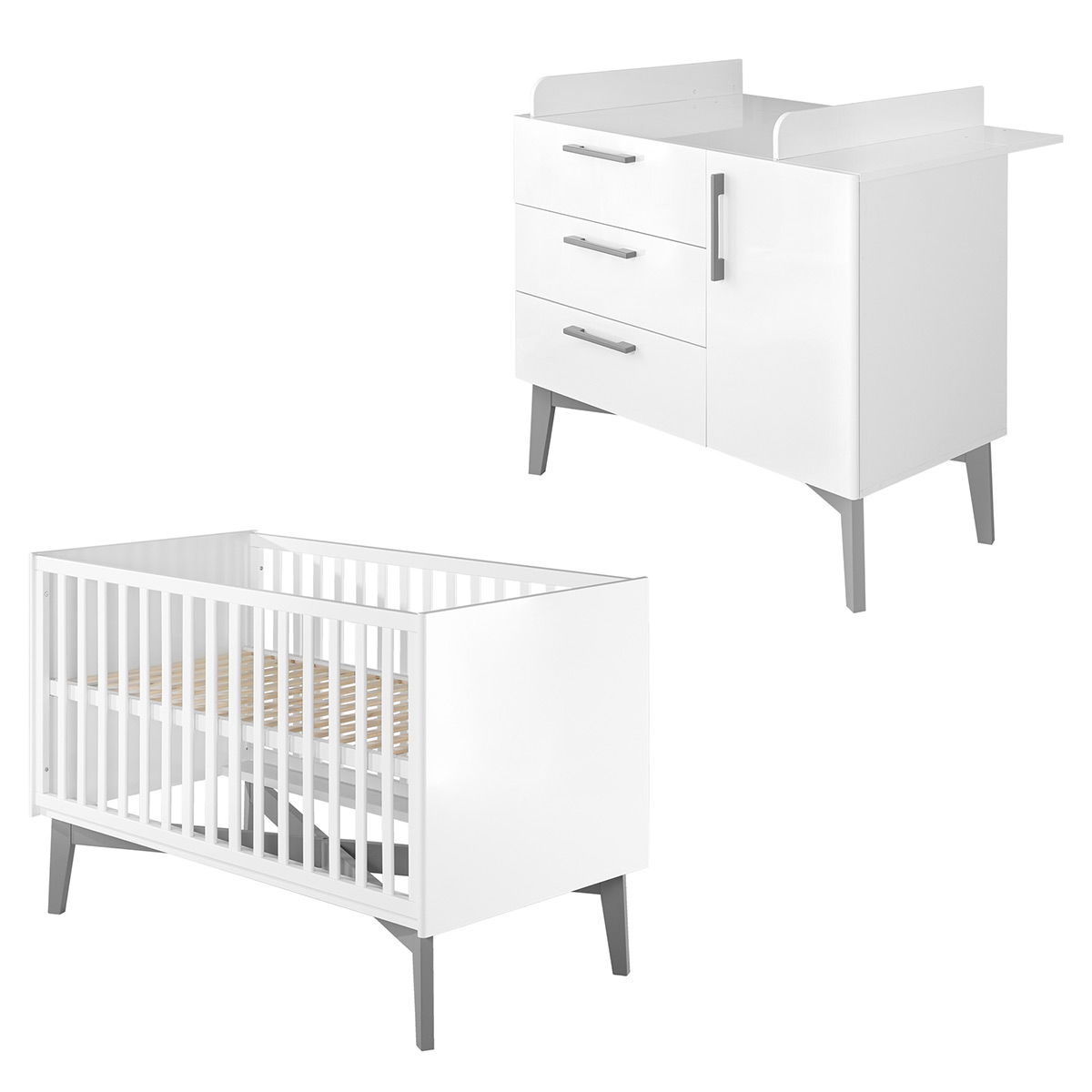 roba Mika Kinderzimmer Sparst weiß Bett und Wickelkommode