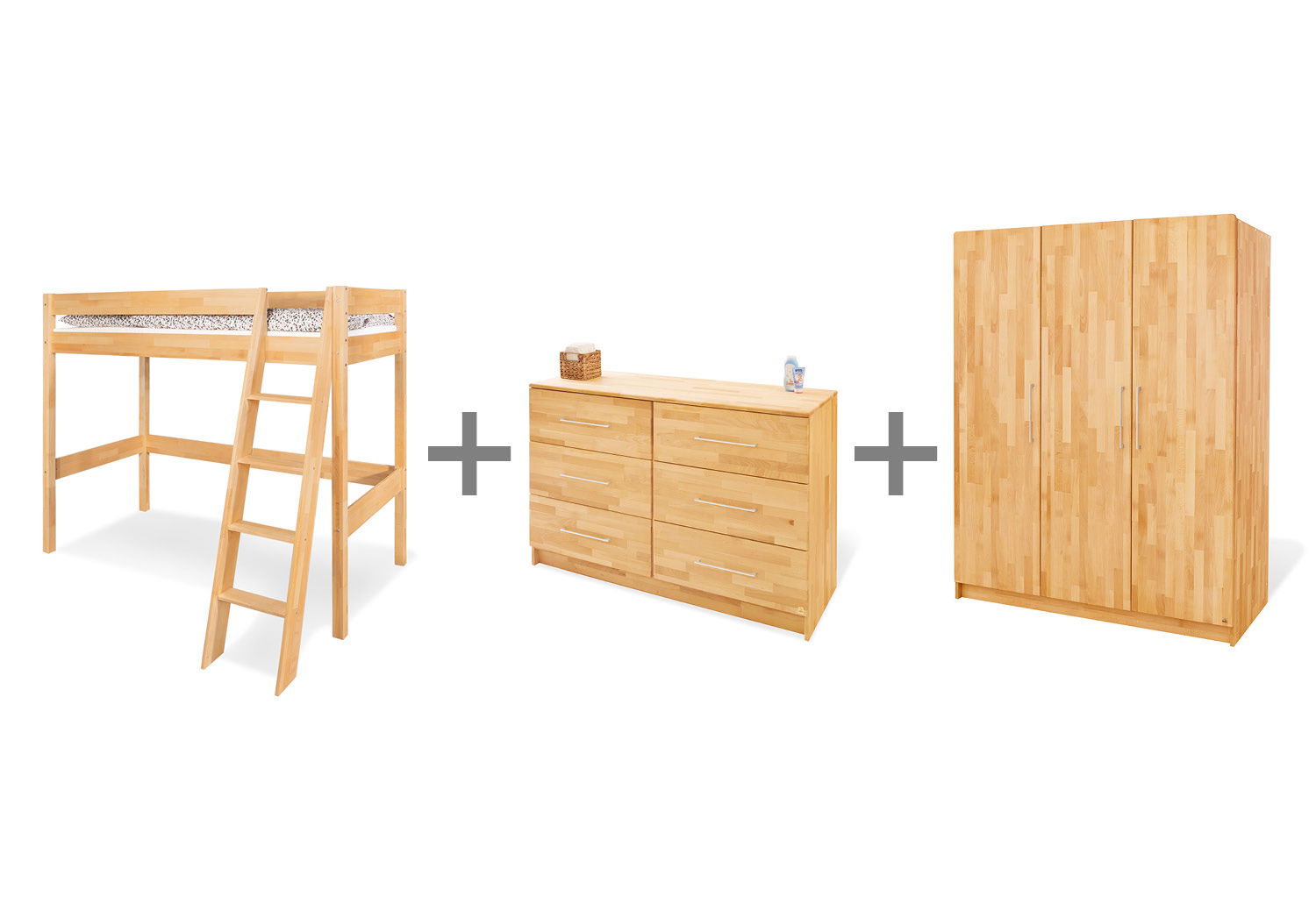 Pinolino Natura Jugendzimmer extrabreit groß mit Hochbett 3 Teile